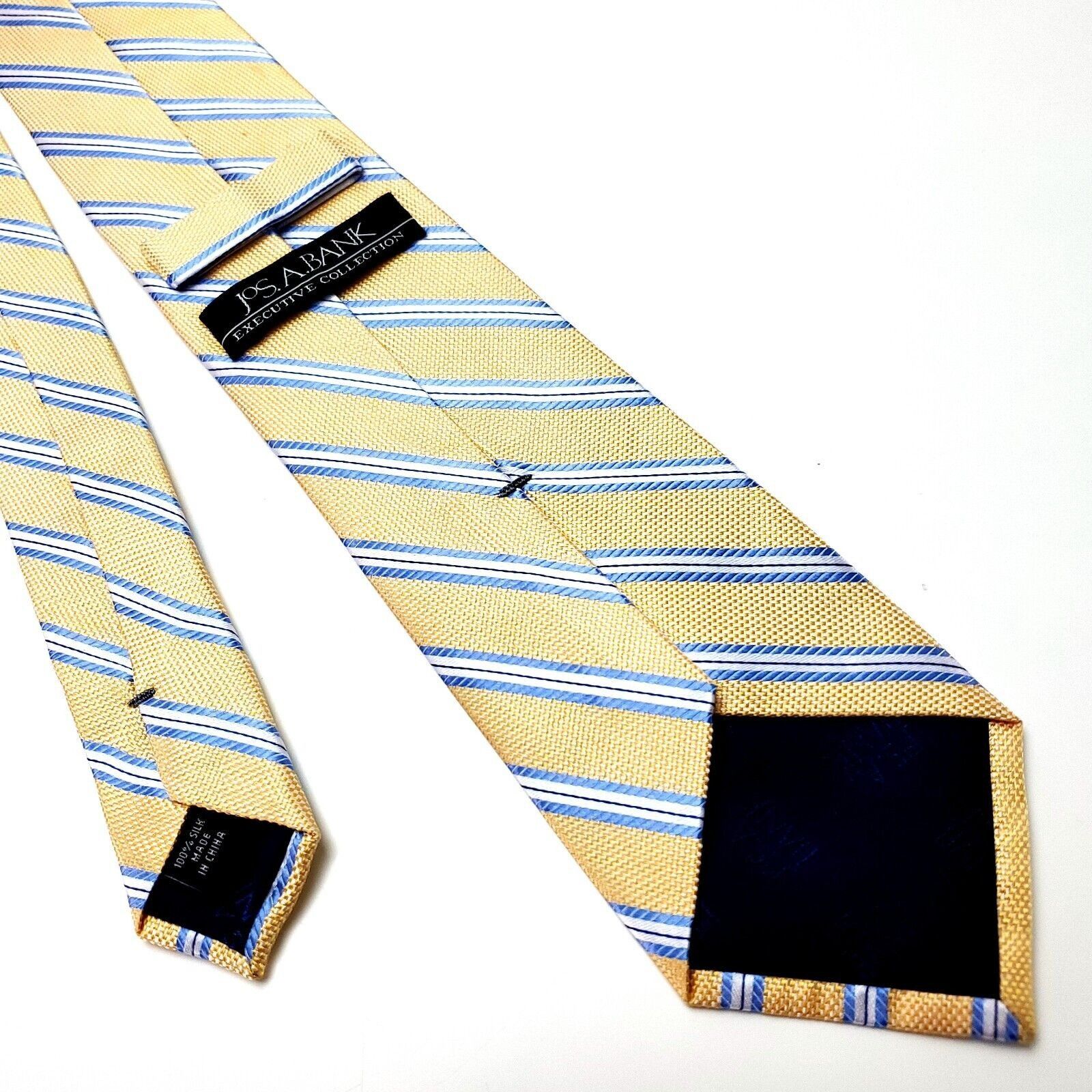 Jos. A. Bank Jos A Bank Yellow Silk Tie Woven Regimental Striped Size ONE SIZE - 3 Thumbnail