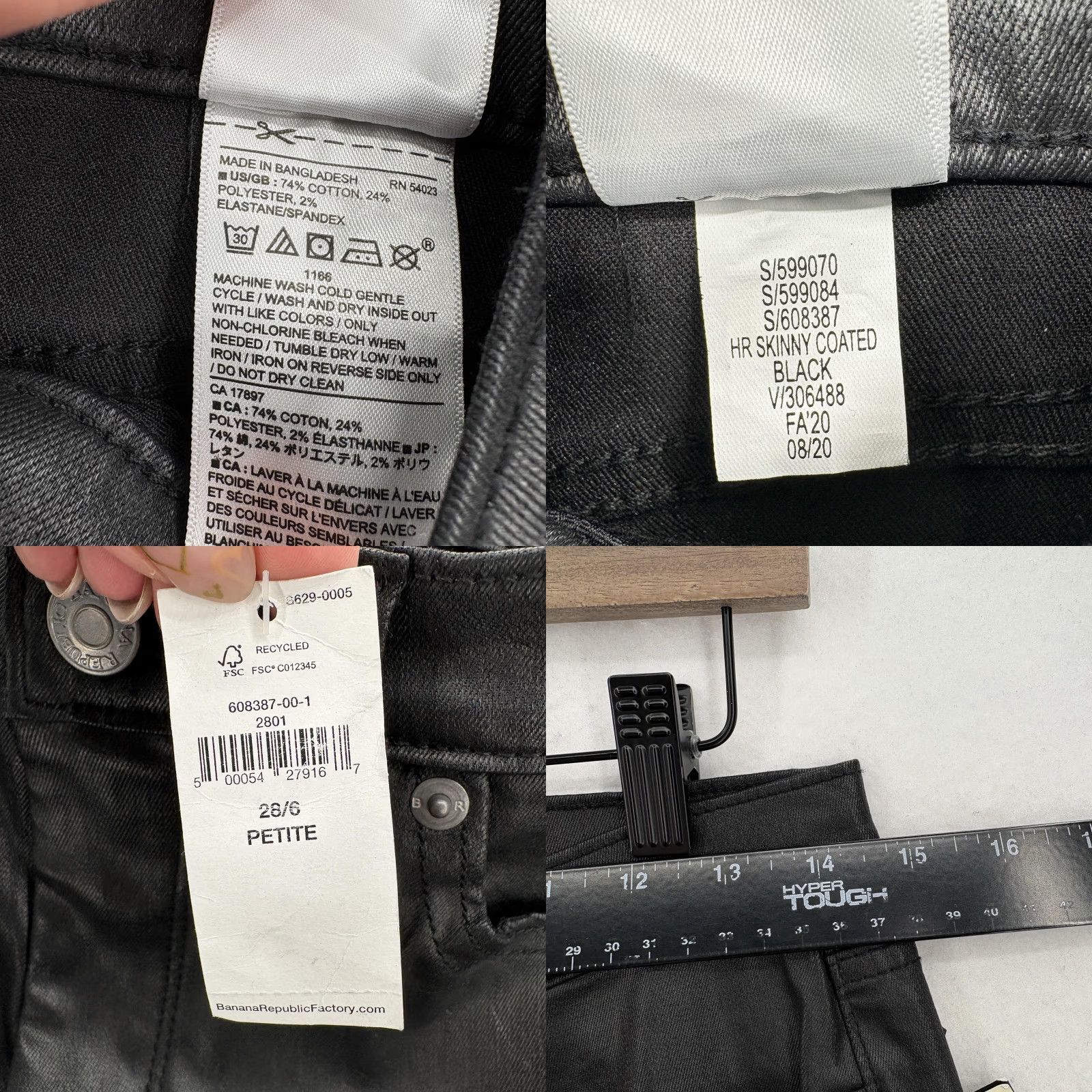 Banana Republic Banana Republic High Rise Skinny Jeans Womens 6P Petite Black NWT Stretch Coated Denim 5-Pocket Rise Slim Inseam 26in XS? Size 28" / US 6 / IT 42 - 8 Thumbnail