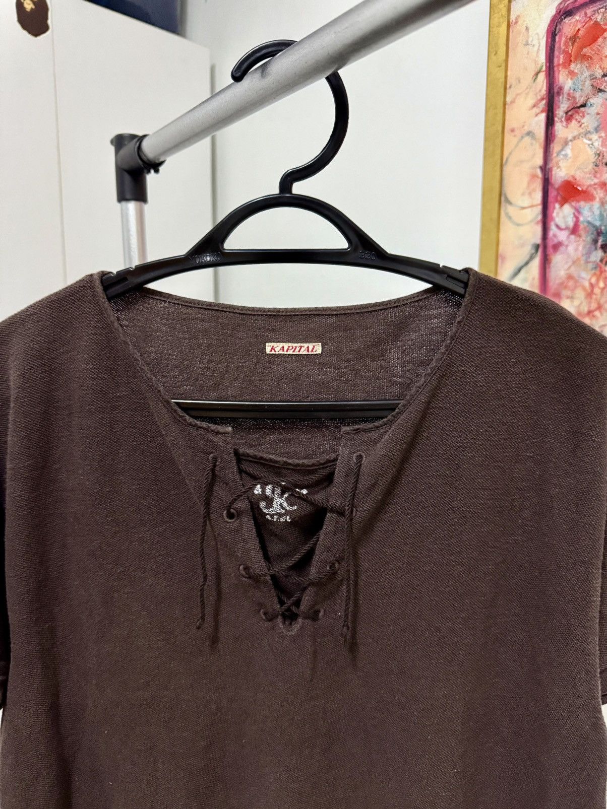 Kapital Kapital short-sleeve lace-up henley tshirt Size US M / EU 48-50 / 2 - 2 Thumbnail
