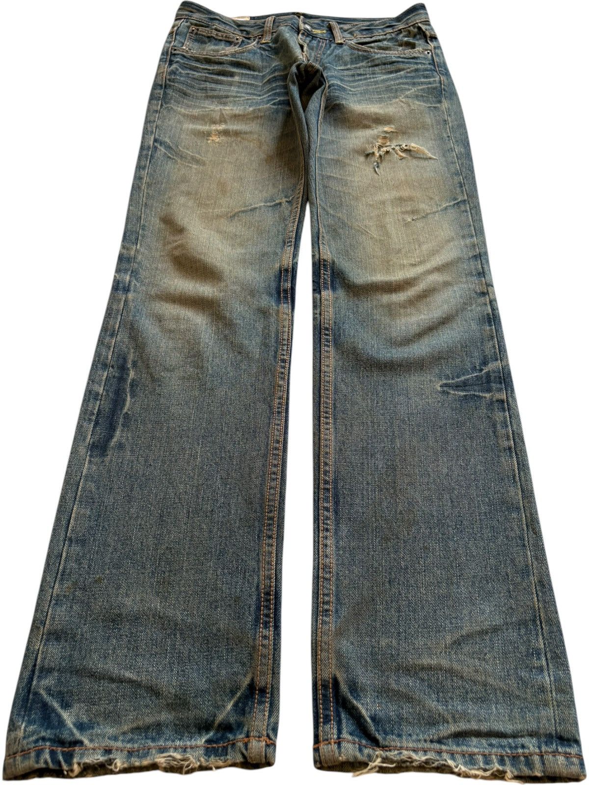 Japanese Brand Vintage Japanese Brand Rusty Mud Wash Ripped Jeans Size US 31 - 1 Thumbnail