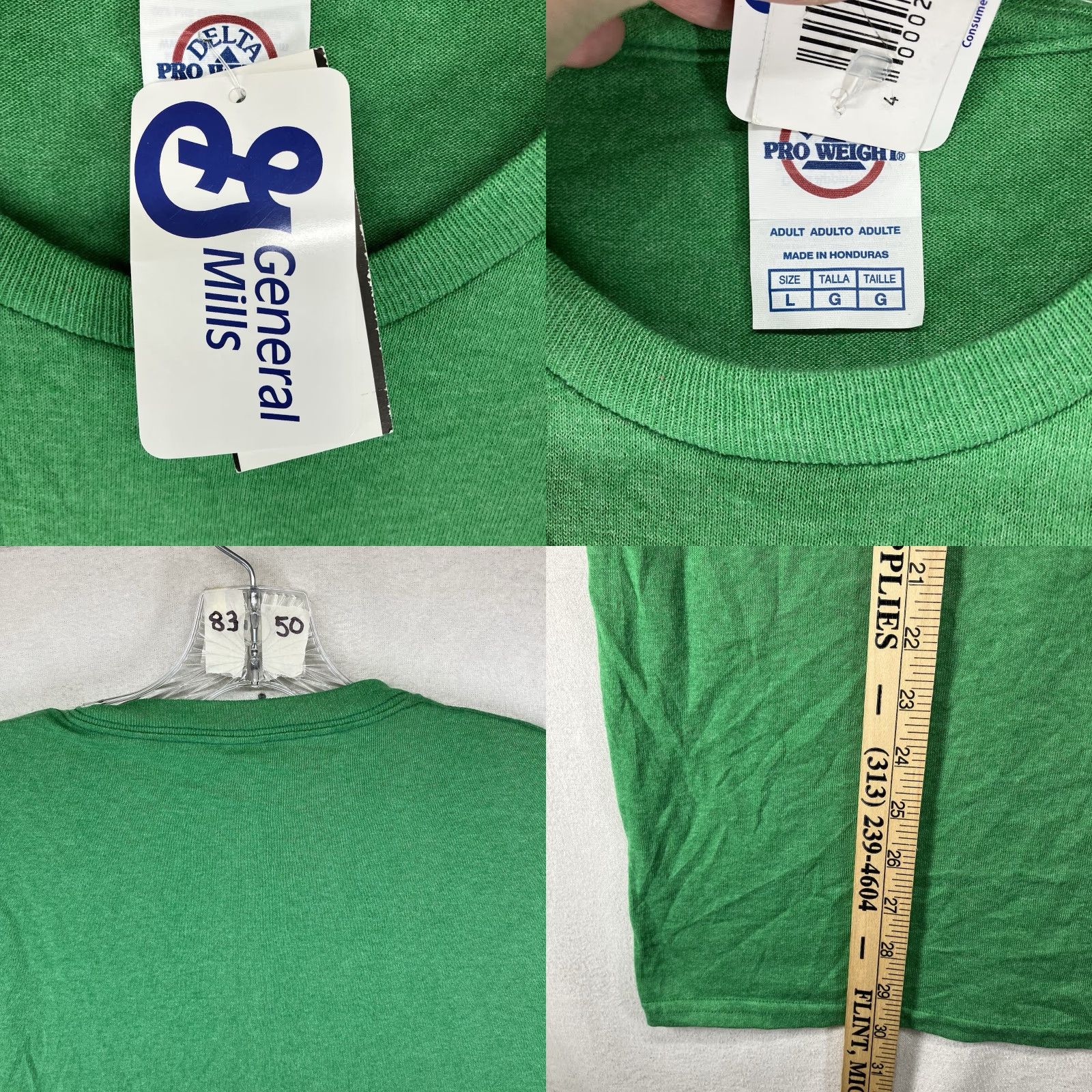 Vintage VINTAGE Delta Pro Weight Mens T-Shirt Green Large Crew Neck Short Sleeve Graphic Print Retro Lucky Charms Size US L / EU 52-54 / 3 - 8 Thumbnail