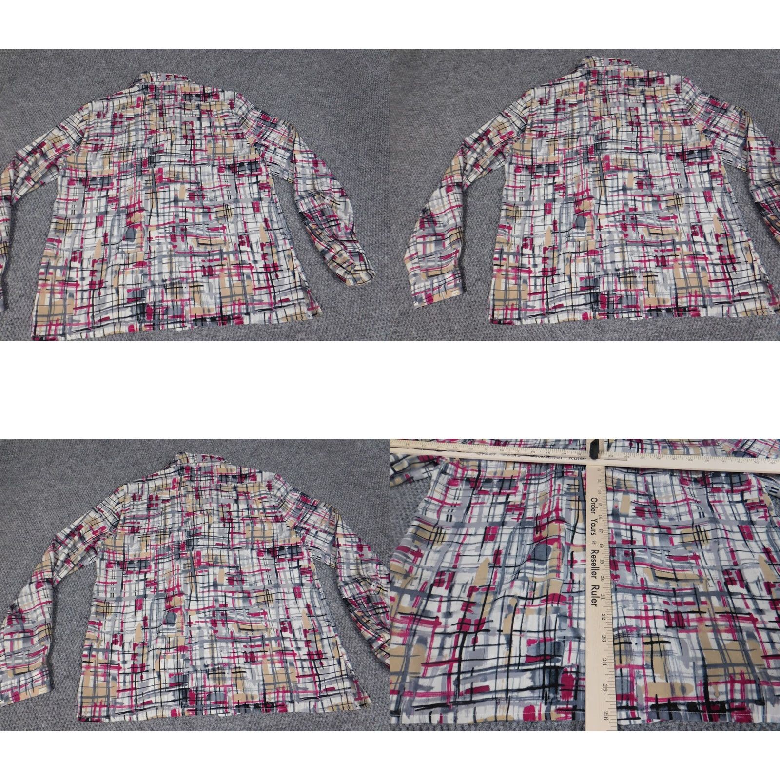 Vintage Alfred Dunner Button-Up Shirt Womens Red Plaid Long Sleeve Collared 10 Regular Down Polyester Stretch Size L / US 10 / IT 46 - 8 Thumbnail
