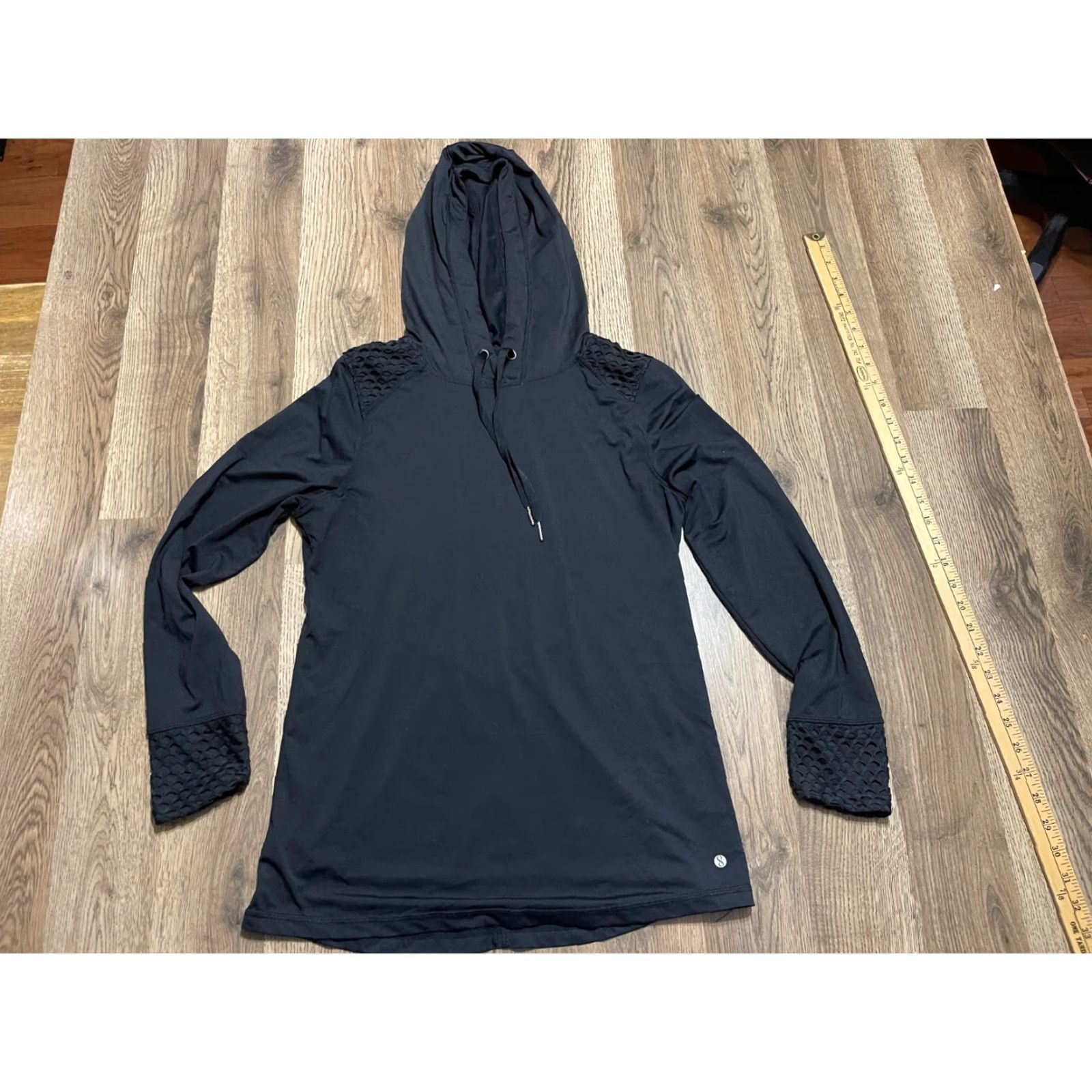 Layer 8 Layers Hoodie Women's Medium Black Long Sleeve Pullover Qwick Dry Casual Modern Fall Spring Summer Mens Size M / US 6-8 / IT 42-44 - 2 Thumbnail