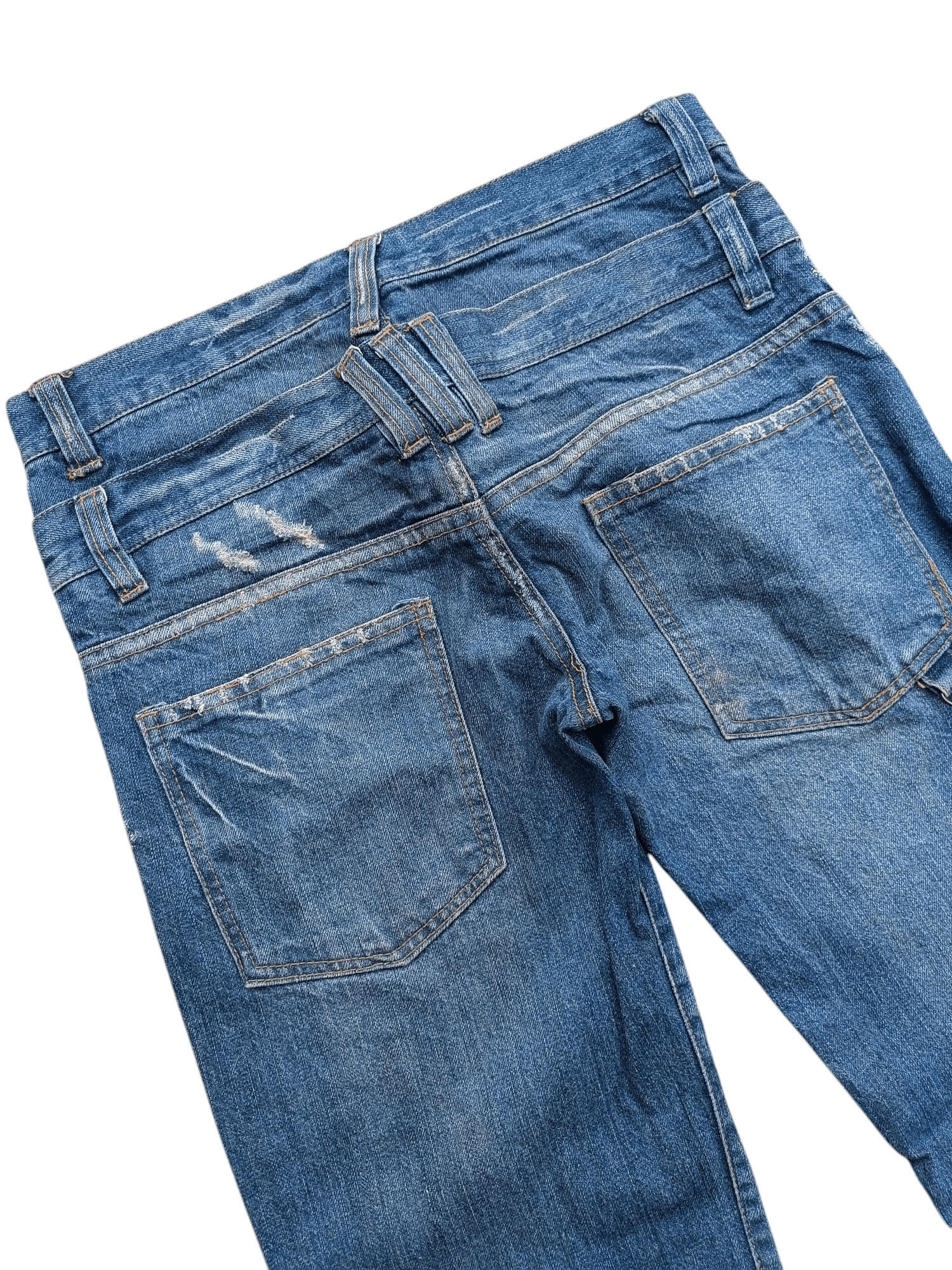 Japanese Brand 💥VINTAGE💥 NYLAUS DOUBLE WAIST STUD STRAP DISTRESSED JEANS Size US 32 / EU 48 - 12 Thumbnail