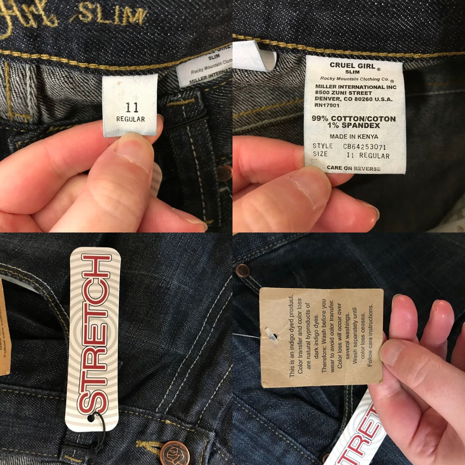 Vintage Cruel Girl Slim Regular Jeans Womens 11 Dark Wash Stretch Bootcut Indigo Denim Size 32" / US 10 / IT 46 - 8 Thumbnail
