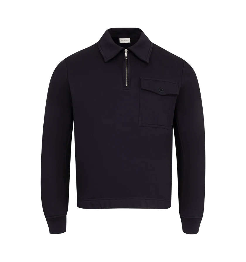 Dries Van Noten o1h1sh10525 Quarter Zip Sweater in Navy Blue Size US S / EU 44-46 / 1 - 1 Thumbnail