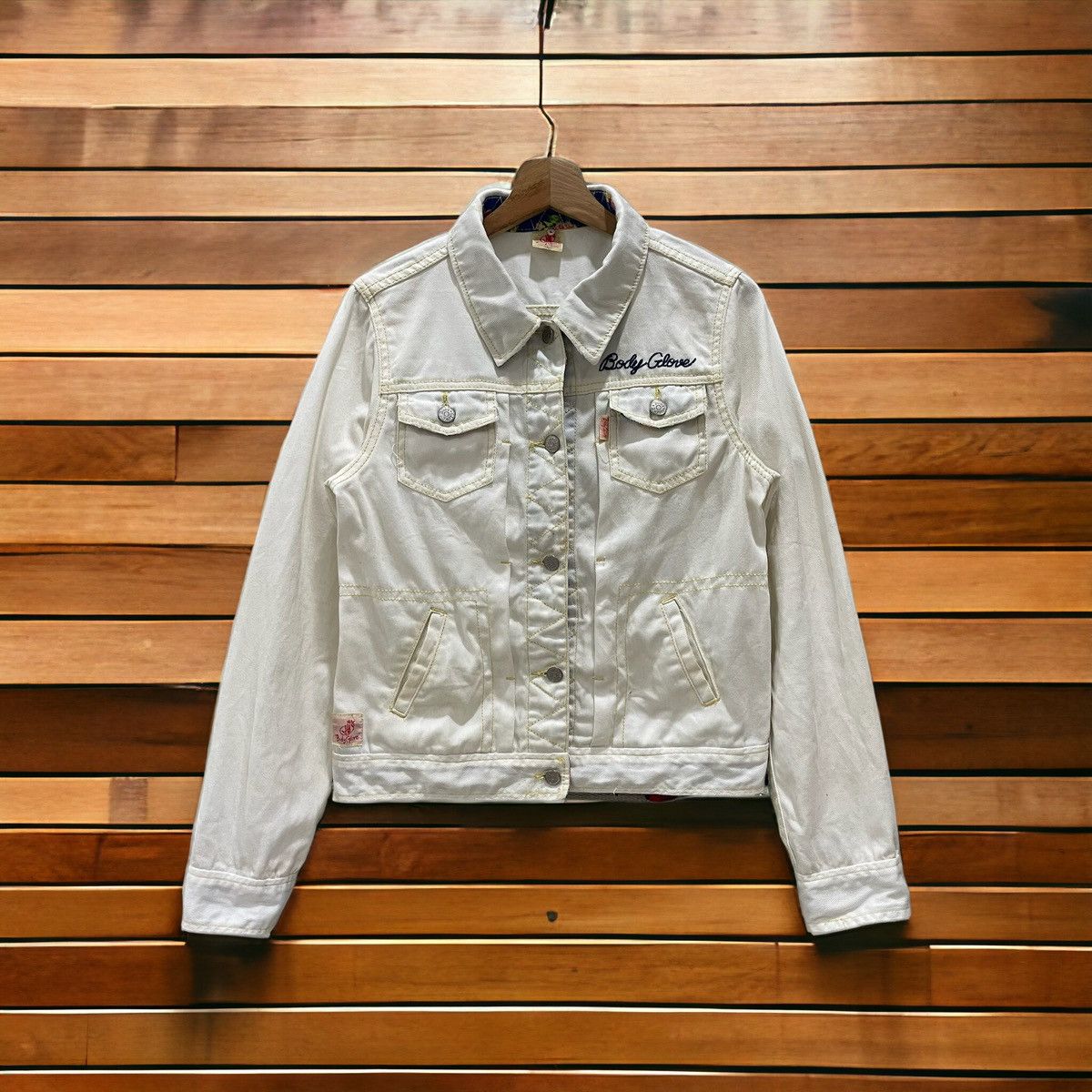 Body Glove × Vintage Rare Vintage Body Glove White Denim Trucker Button Jacket Size M / US 6-8 / IT 42-44 - 2 Thumbnail