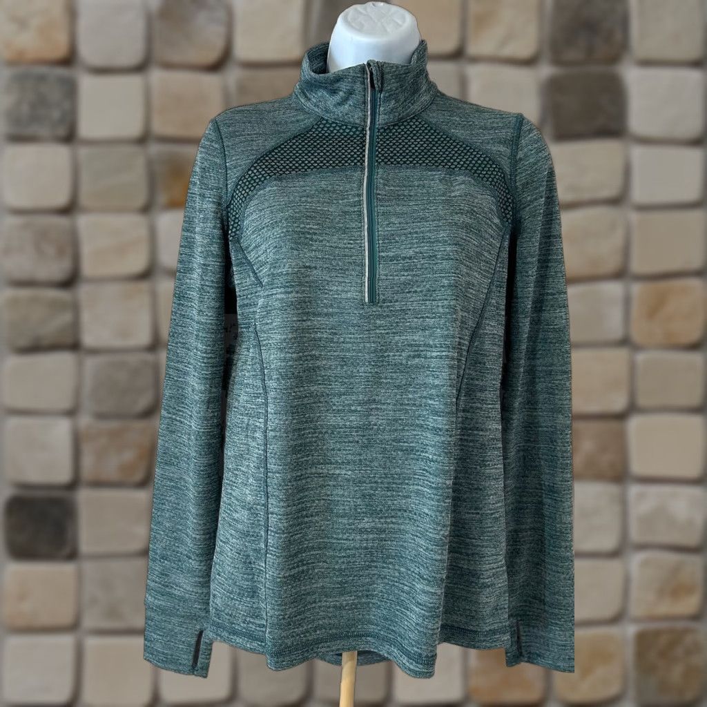 Vintage XERSION Slim Fit Long Sleeve Pullover Top Women Small Heather Green 1/4 Zip Pullover Lightweight Casual Sports Shirt Size S / US 4 / IT 40 - 1 Thumbnail