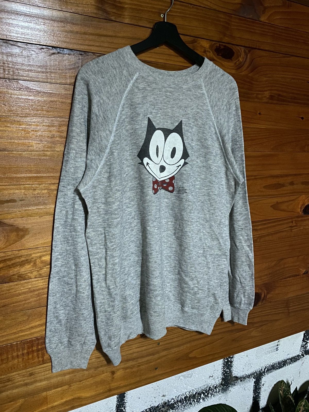 Felix Vintage 1987 Felix the Cat Crewneck Sweatshirt – Grey Raglan Size US M / EU 48-50 / 2 - 5 Thumbnail