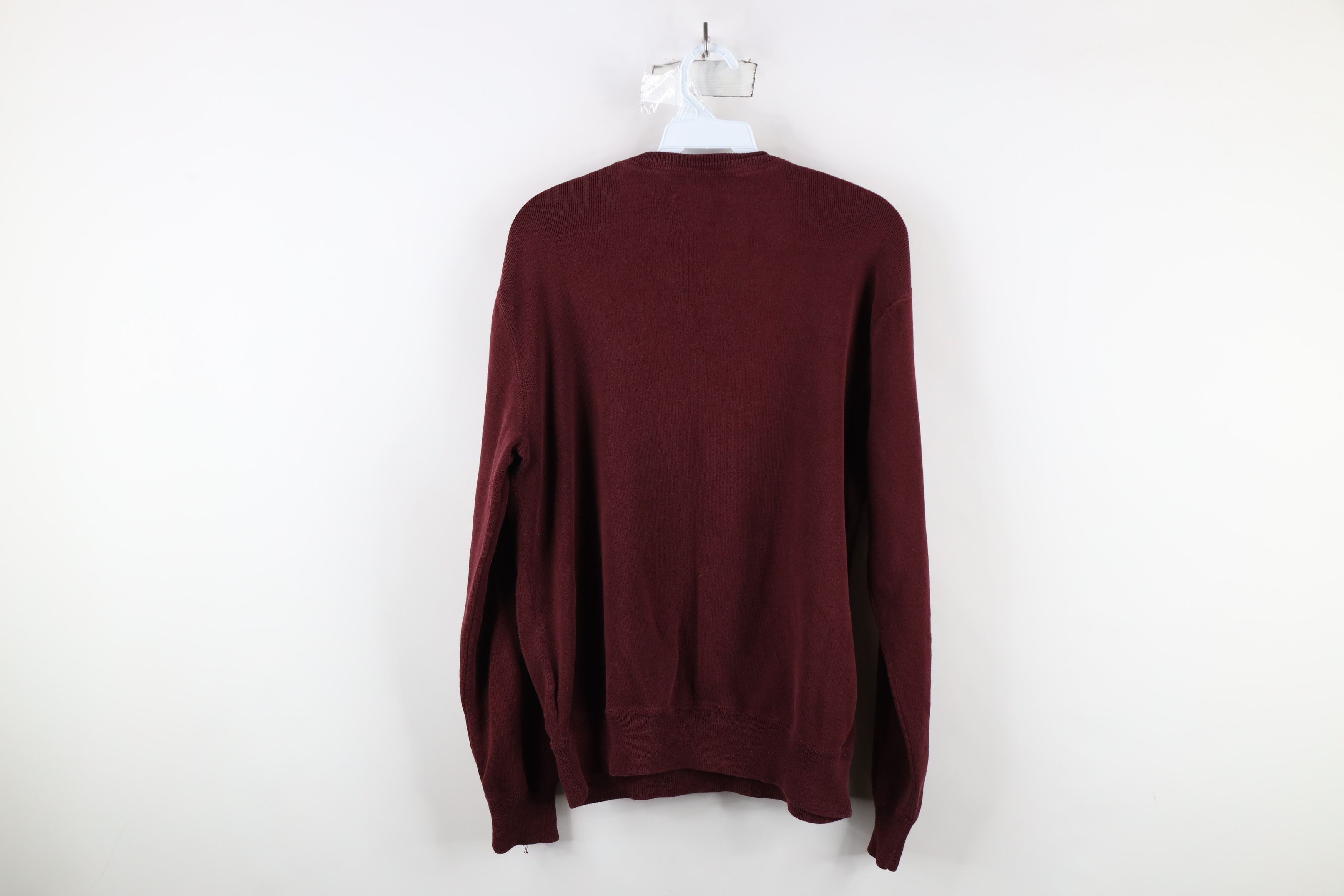 Ralph Lauren × Vintage Vintage 90s Ralph Lauren Cotton Ribbed Knit Sweater Burgundy Size US M / EU 48-50 / 2 - 7 Thumbnail