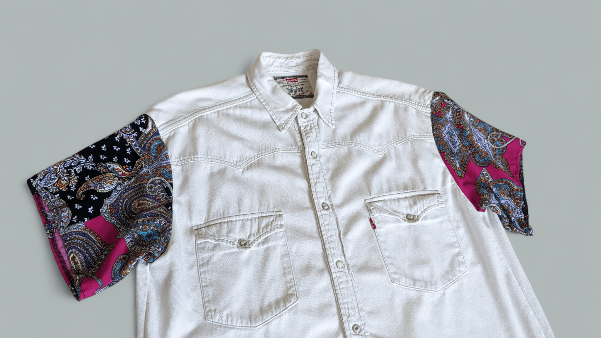 Levi's Vintage Clothing Rare Vintage 90s Levi’s Western Shirt - White Denim XL Size US XL / EU 56 / 4 - 2 Thumbnail