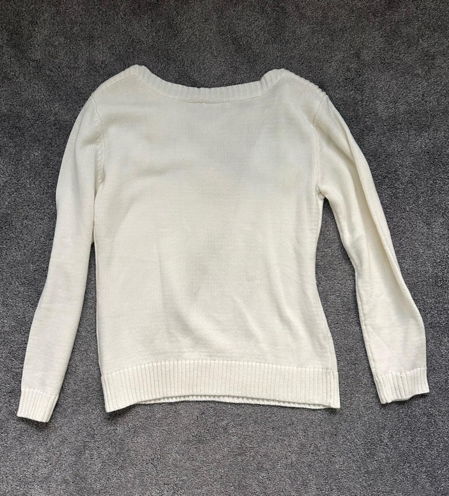 Other New York & Company Sweater Women Knit Flowers White Large Size L / US 10 / IT 46 - 3 Thumbnail