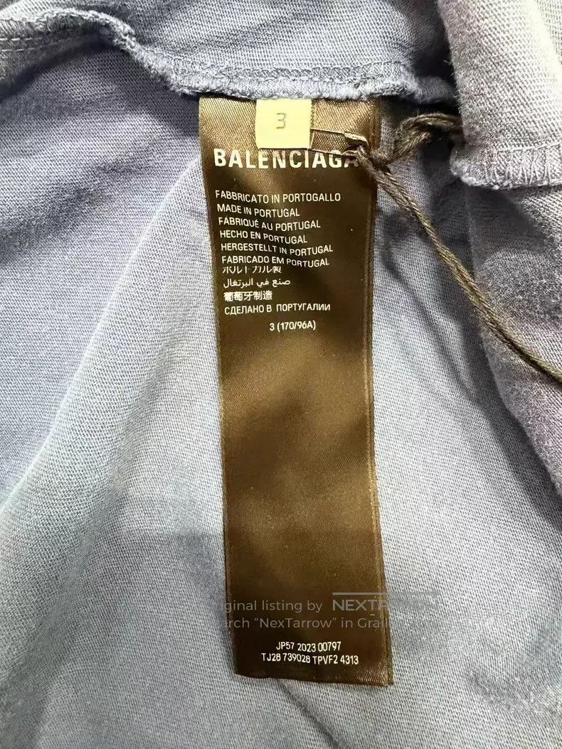 Balenciaga Balenciaga Washed Haze Blue 3B Phantom Short Sleeve Size US L / EU 52-54 / 3 - 5 Thumbnail