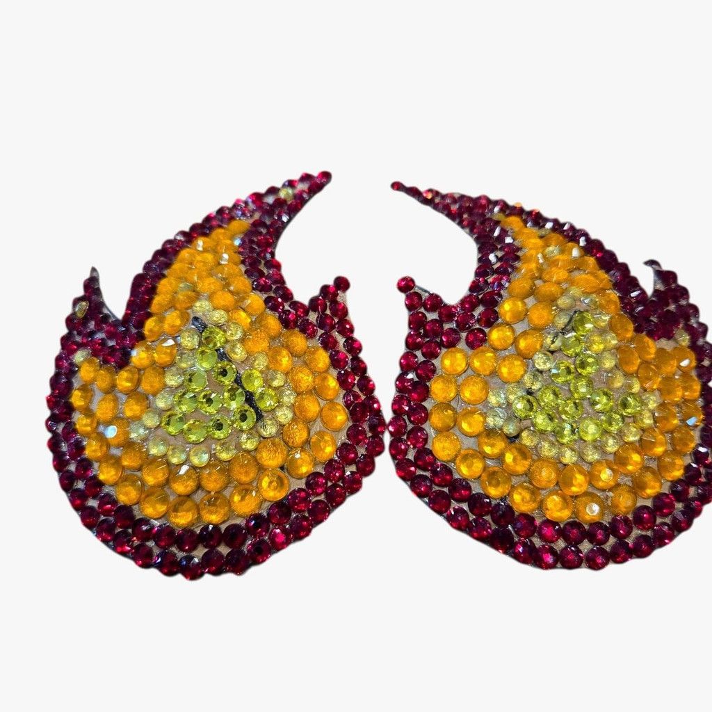 Handmade Handmade Acrylic Rhinestone Flame Pasties in a Size 2 3/4" Size ONE SIZE - 2 Thumbnail