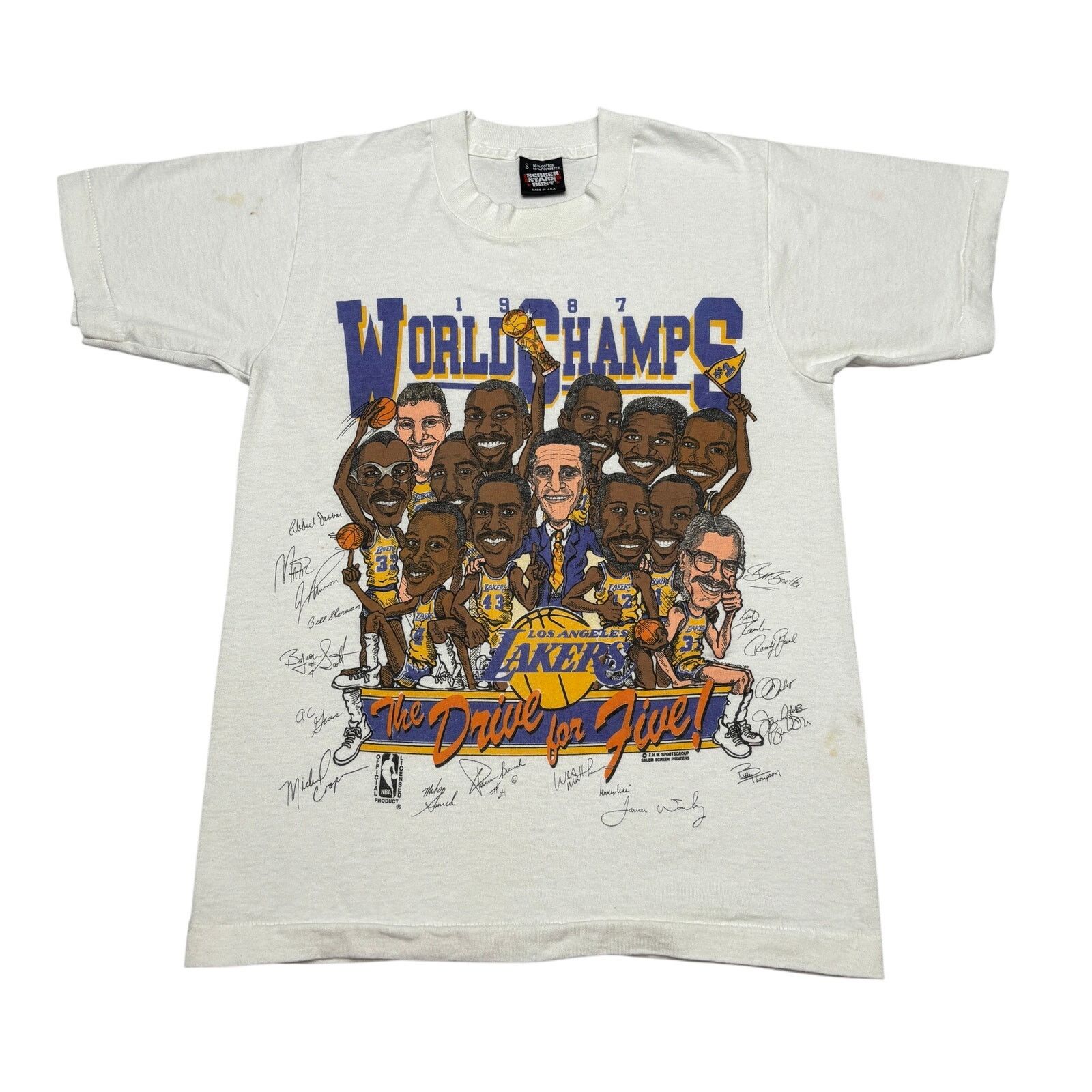 Vintage Vintage 1987 Lakers World Champs Tee Shirt Men's Small Size US S / EU 44-46 / 1 - 1 Thumbnail