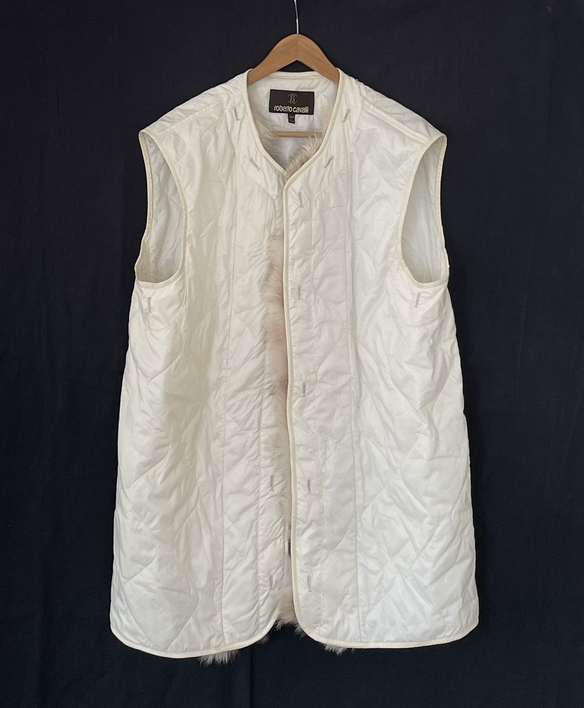 Roberto Cavalli Quilted open front vest with shearling trim Size US M / EU 48-50 / 2 - 3 Thumbnail