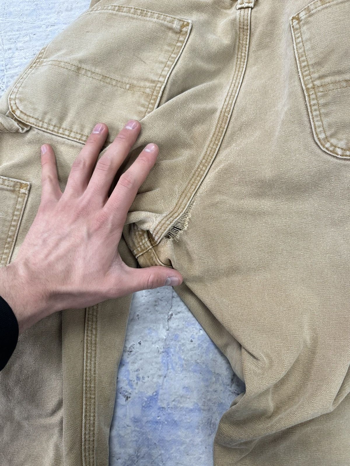 Carhartt × Vintage Carhartt Double Knee vintage faded canvas pants trashed mens Size US 33 - 9 Thumbnail
