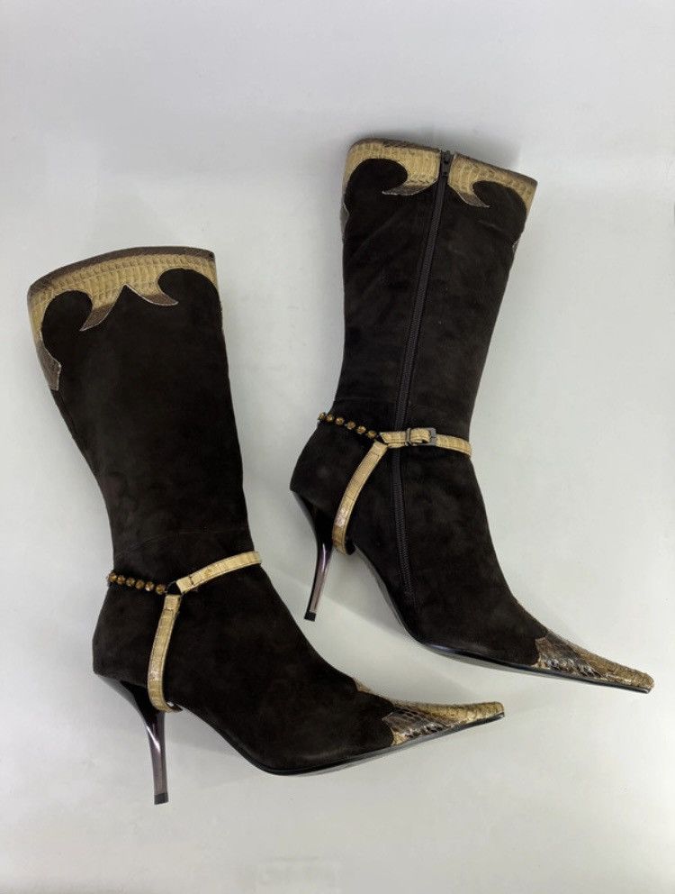 Vintage Suede leather knee high boots El Dantes snake print Y2K Size US 9 / IT 39 - 3 Thumbnail