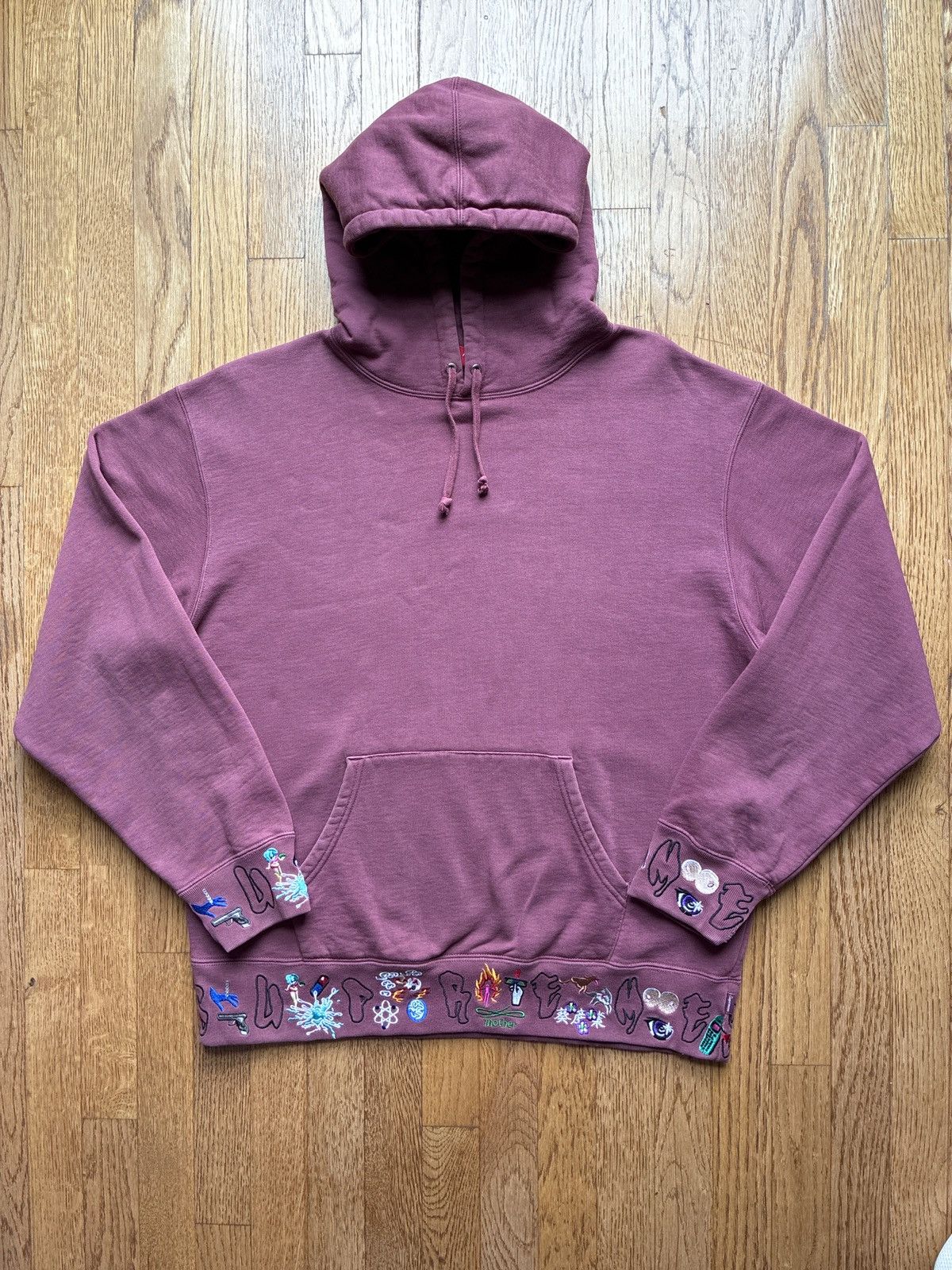 Pre-owned Supreme Aoi Icons Hoodie Burgundy Size M In Red