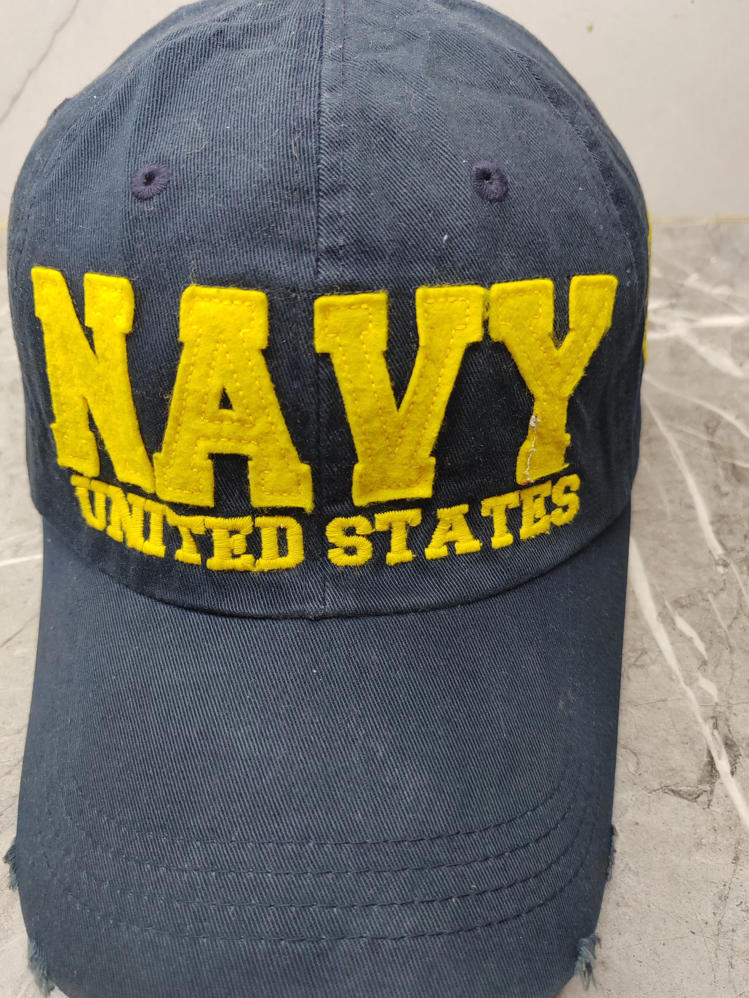 Vintage Vintage Navy Distressed Style Cap Hat Size ONE SIZE - 3 Thumbnail