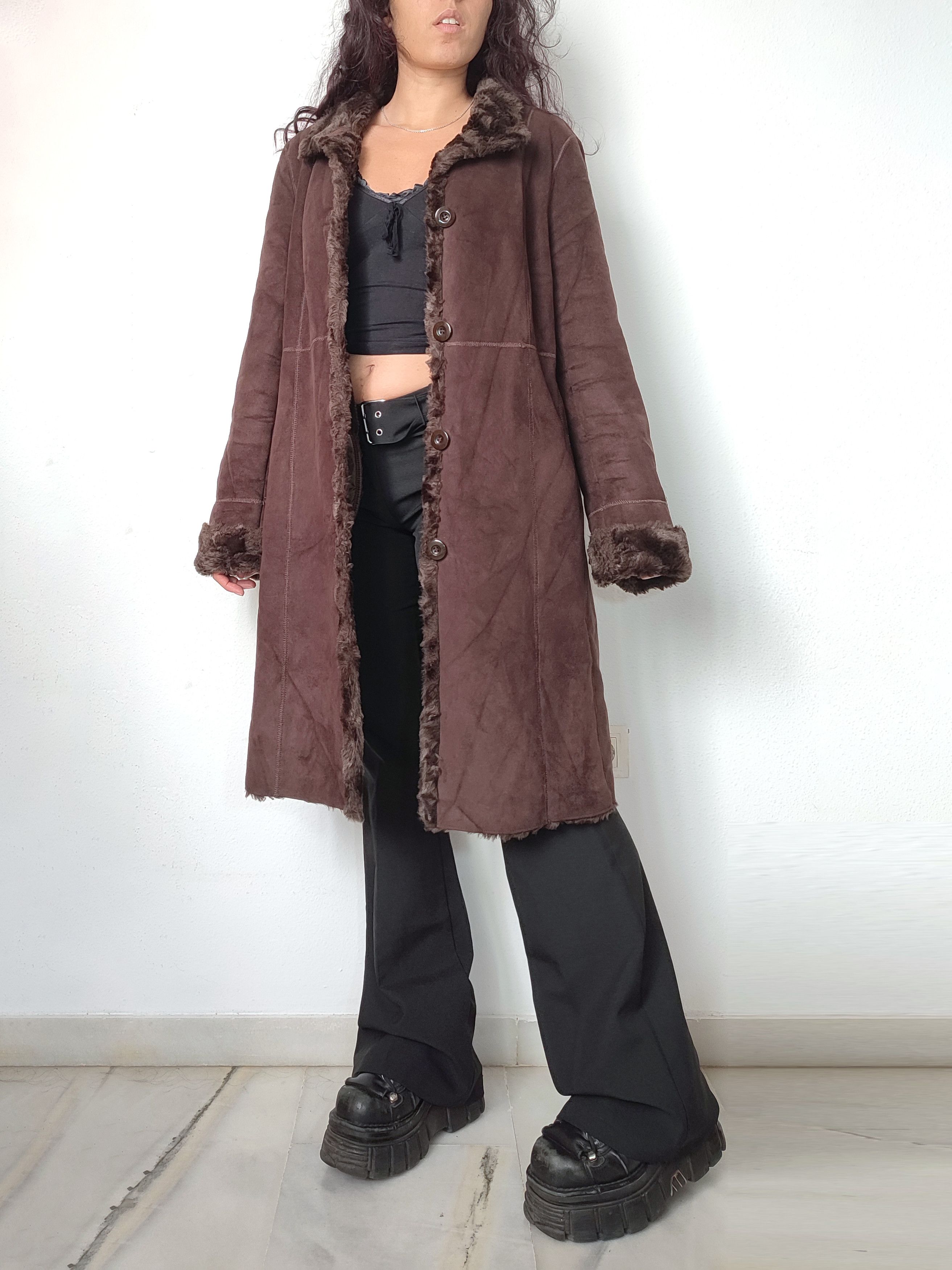 Vintage Y2k Vintage Faux Suede Penny Lane Coat in Brown Size XL / US 12-14 / IT 48-50 - 3 Thumbnail