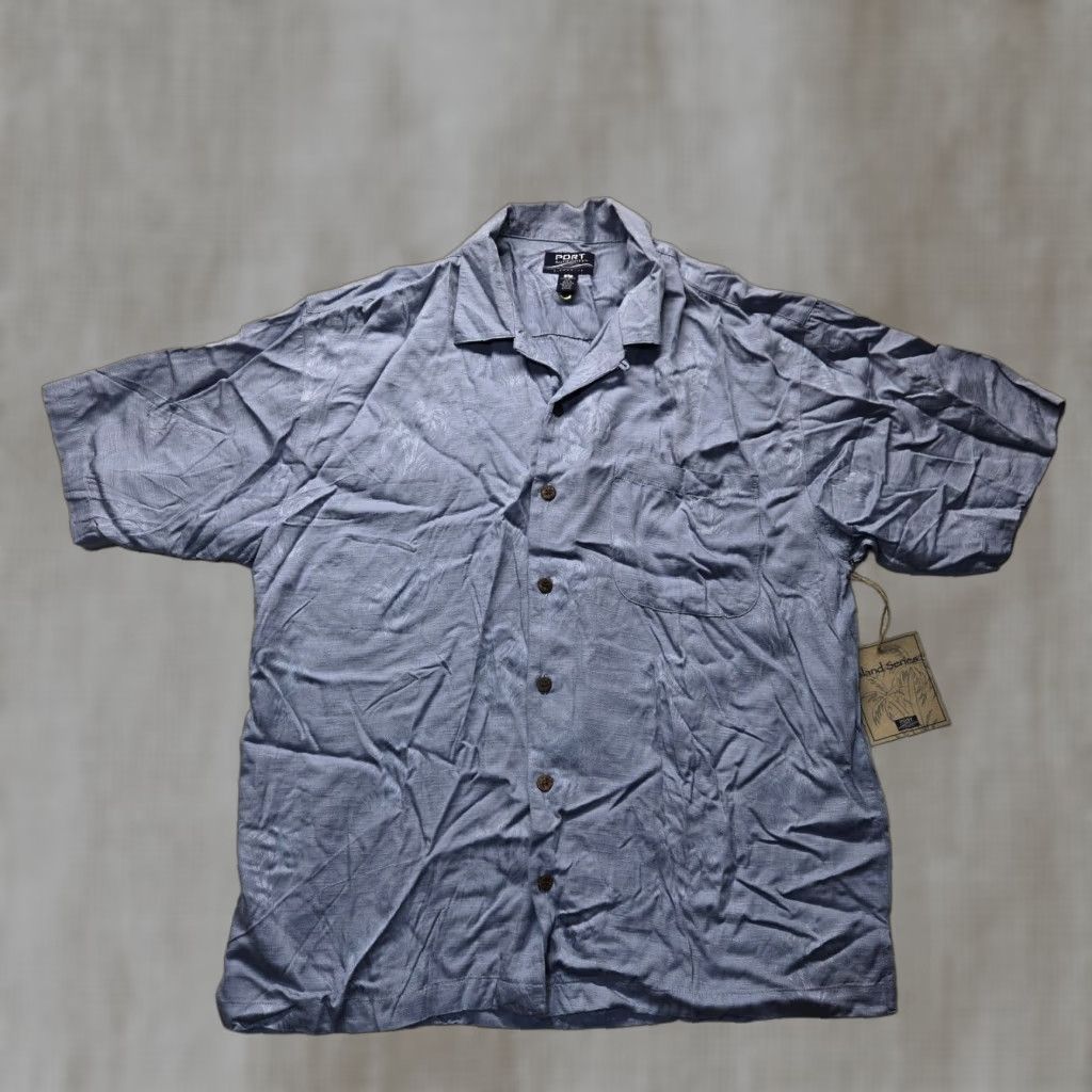 Port Authority Port Authority Shirt Blue Hawaii Palm Tree Print Button Up Short Sleeve Men's L Size US L / EU 52-54 / 3 - 1 Thumbnail
