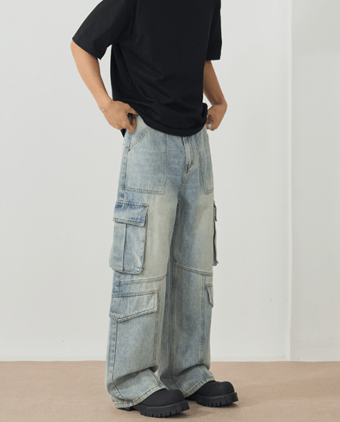 Japanese Brand American retro baggy stitching multi-pocket cargo jeans Size US 32 / EU 48 - 6 Thumbnail