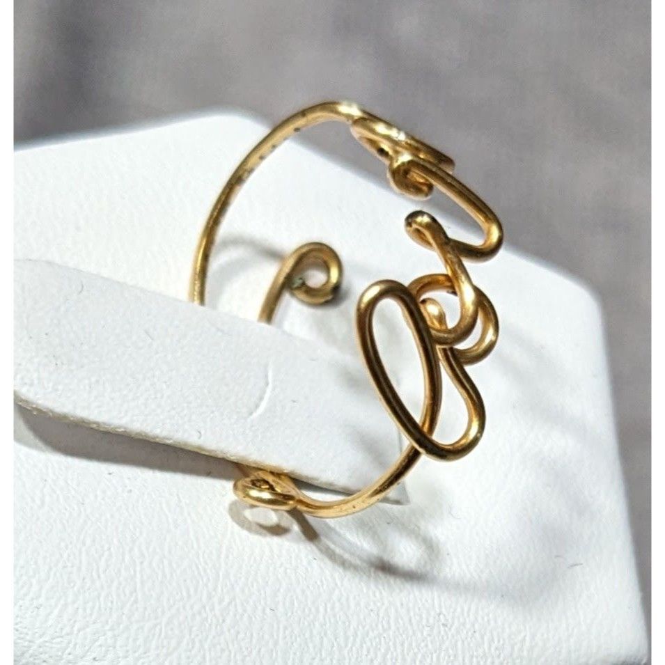 Handmade Handmade Love Wire Wrap Gold Tone Wire Ring Size ONE SIZE - 6 Thumbnail