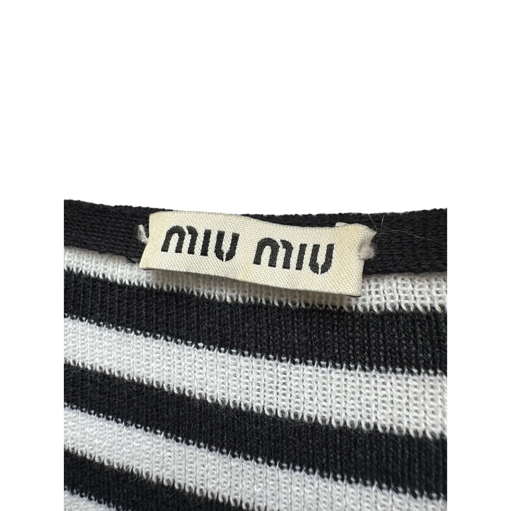 Miu Miu Navy White Striped Knit Size S / US 4 / IT 40 - 5 Thumbnail