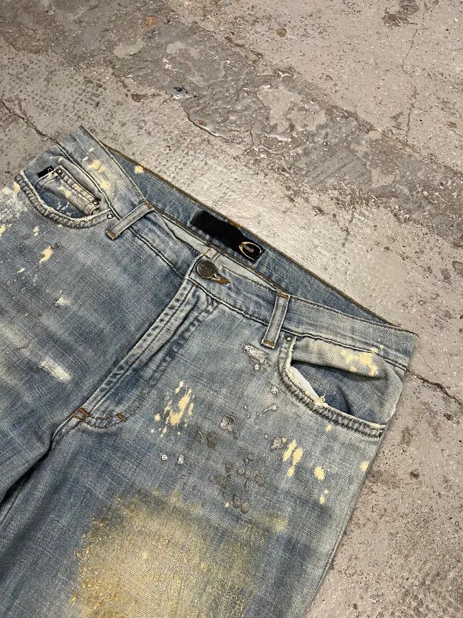 Just Cavalli SS2006 Cavalli Gold Embellished Light Blue Distressed Jeans Size US 30 / EU 46 - 6 Thumbnail