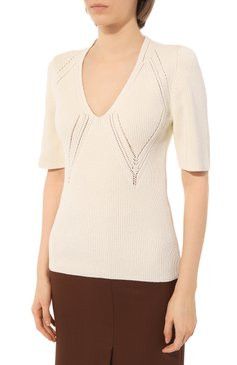 Jil Sander o1y1025 Short Sleeves Sweater in Ivory Size XXS / US 00 / IT 34 - 2 Thumbnail