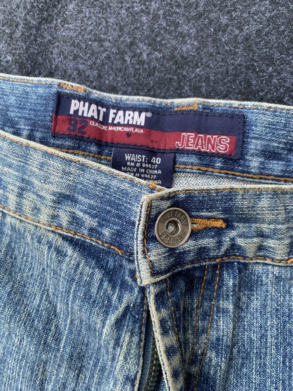 Phat Farm Phat Farm Baggy Denim Jeans Large Logo Paint Design Hip Hop. Size US 40 / EU 56 - 6 Thumbnail