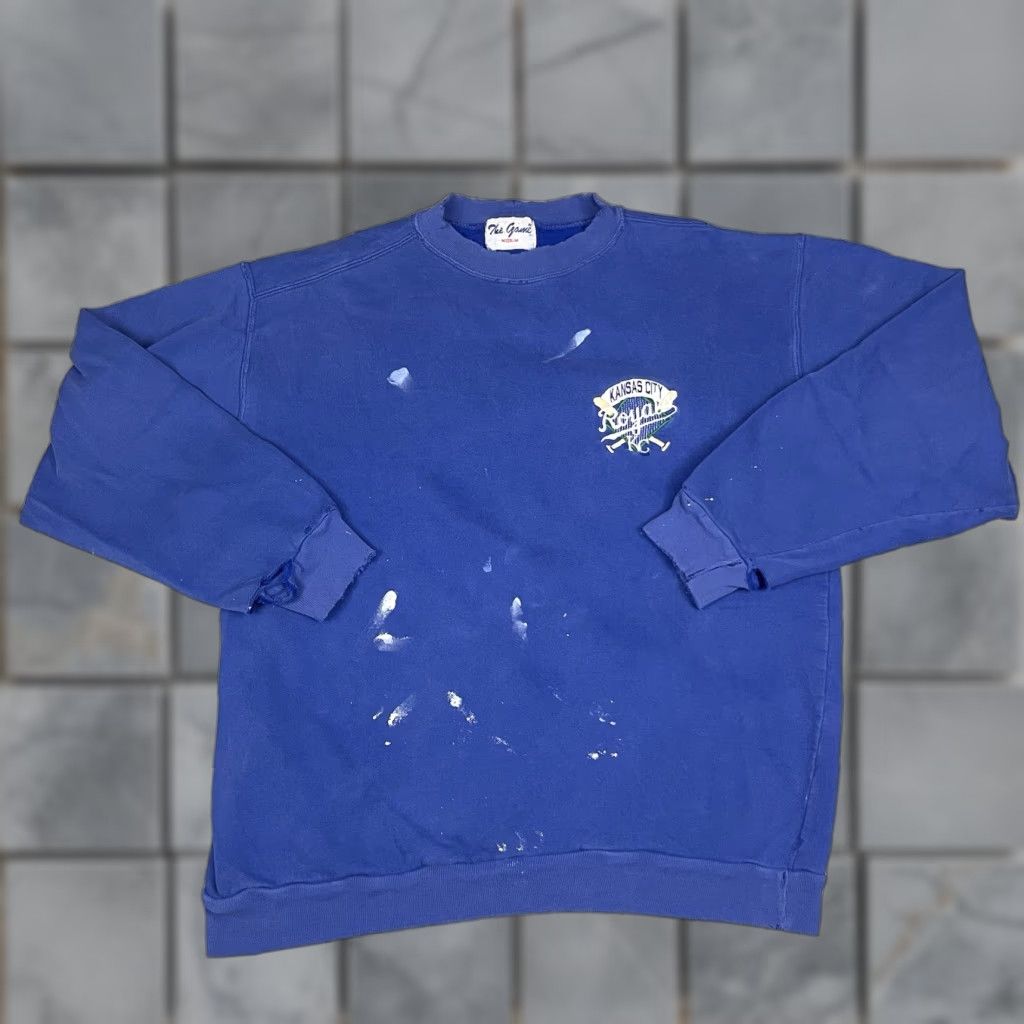 MLB VINTAGE Kansas City Royals Sweatshirt Adult M Blue Baseball MLB Distressed The Game Crew Neck Long Sleeve Embroidered Logo (White) Size US M / EU 48-50 / 2 - 1 Thumbnail