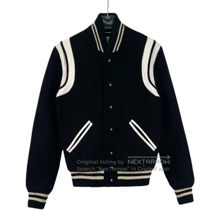 Saint Laurent Paris Saint Laurent Black Striped Baseball Jacket. Size US M / EU 48-50 / 2 - 1 Thumbnail