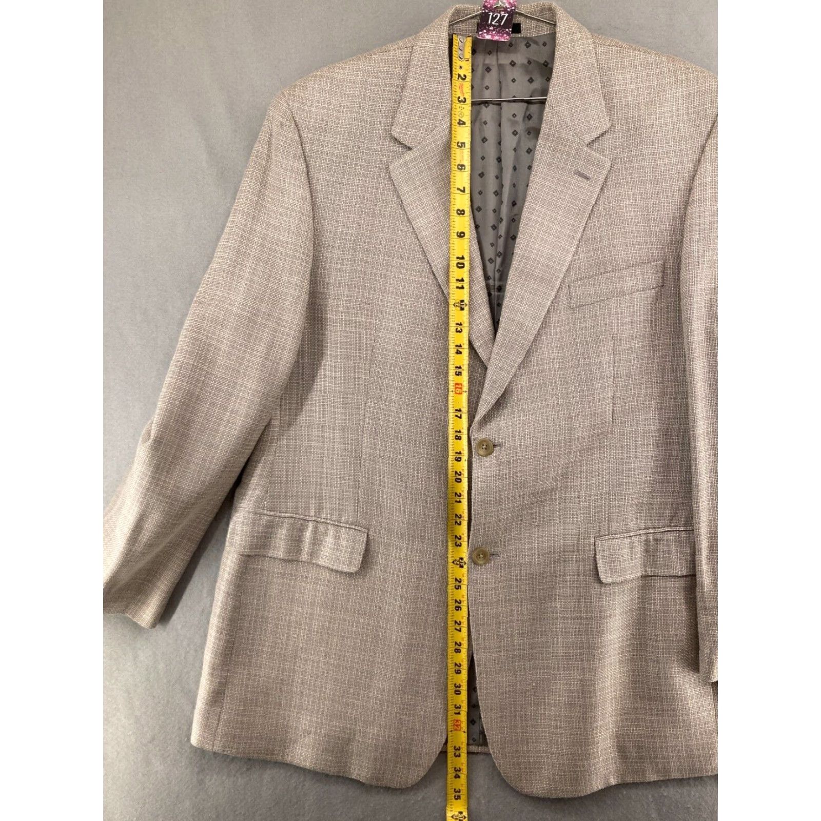 Ralph Lauren Lauren Ralph Lauren Men's Suit Jacket 46L Beige Silk Classic Regular Fit Size 46R - 3 Thumbnail