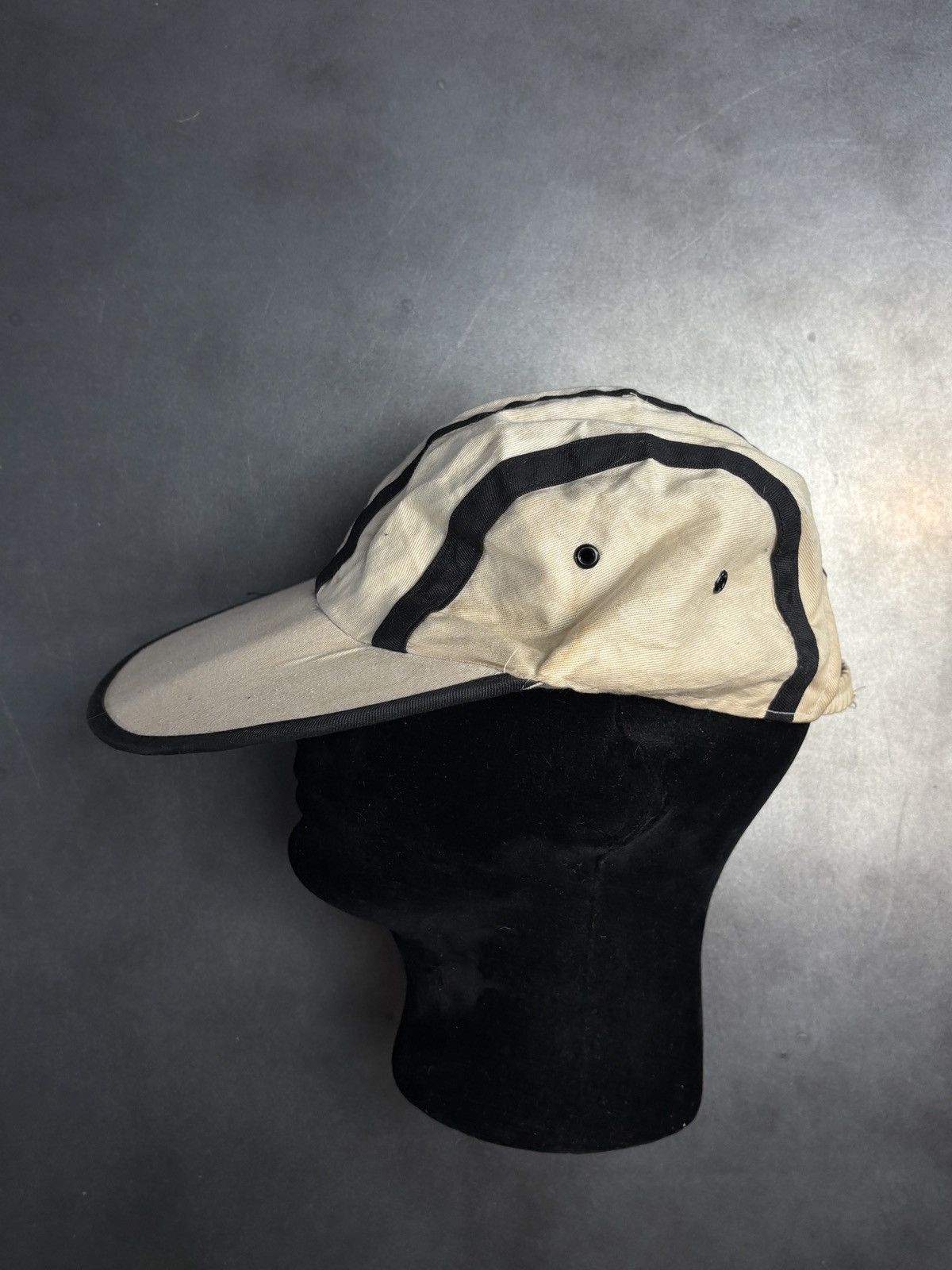Vintage 1980s Vintage Hat Elastic Fitted Cap 1970s Stripe Long Brim Size ONE SIZE - 5 Thumbnail
