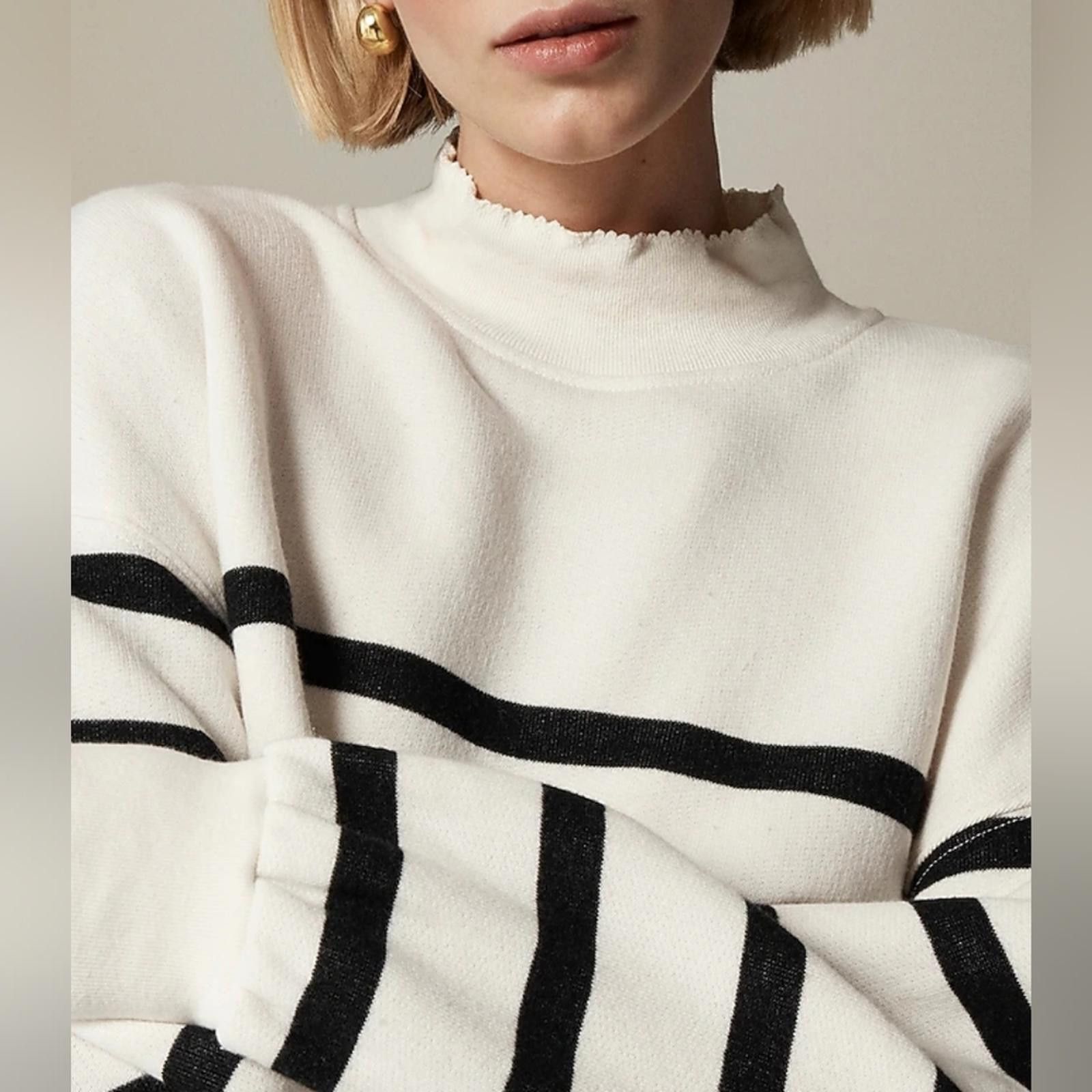 J.Crew J Crew Heritage terry mockneck sweatshirt in stripe Size XXS / US 00 / IT 34 - 4 Thumbnail