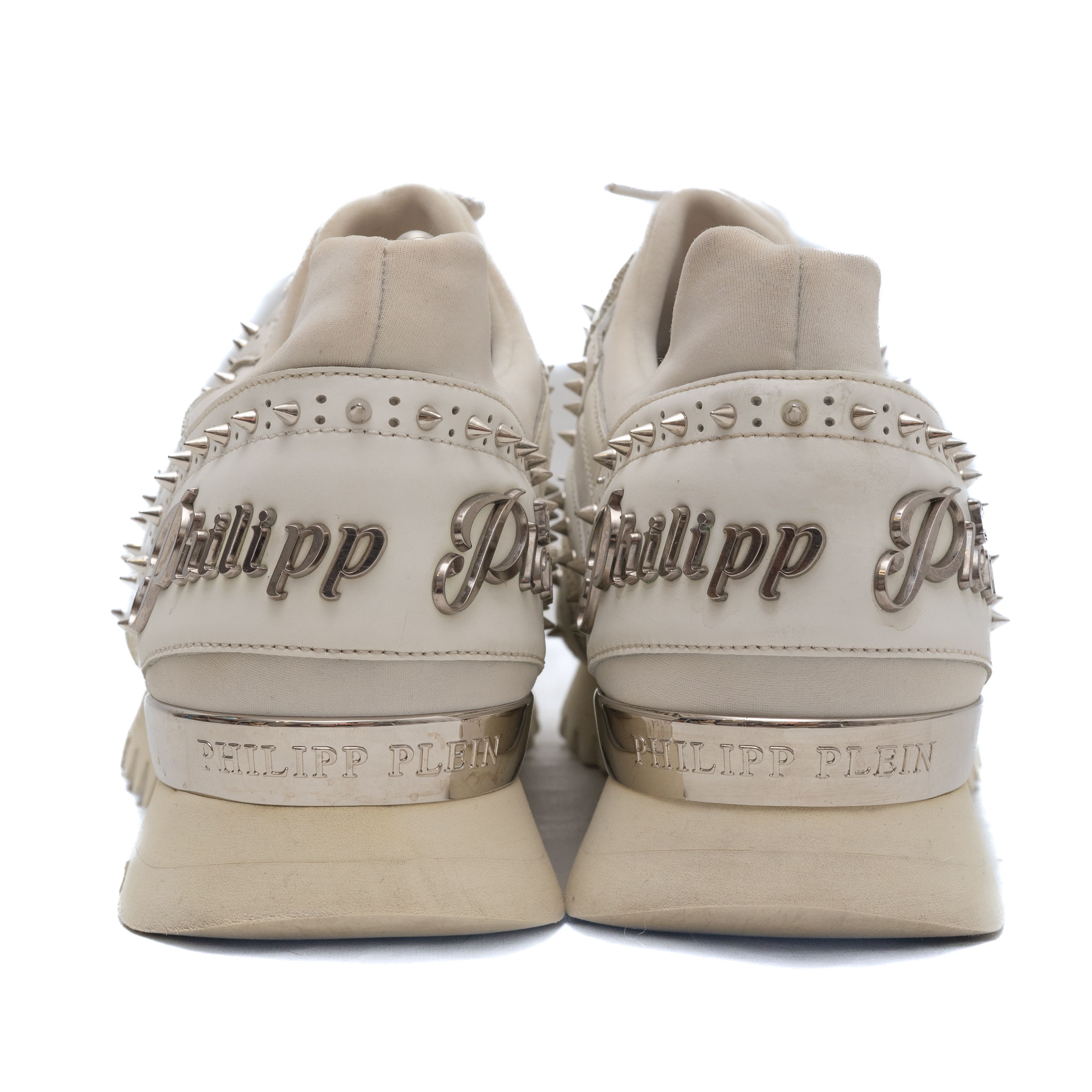 Philipp Plein PHILIPP PLEIN White Leather / Mesh Spiked Sneakers Size US 7 / EU 40 - 5 Thumbnail