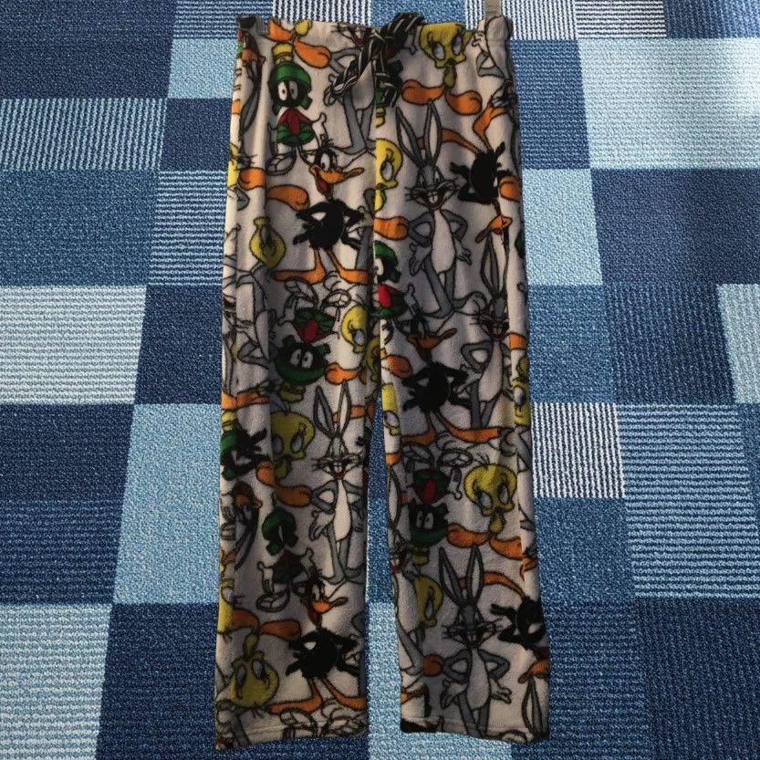 Vintage Looney Tunes Pajama Pants Pj Bottom Fleece White Size S Women Bugs Bunny Tweety Bird Sylvester Size 28" / US 6 / IT 42 - 1 Thumbnail