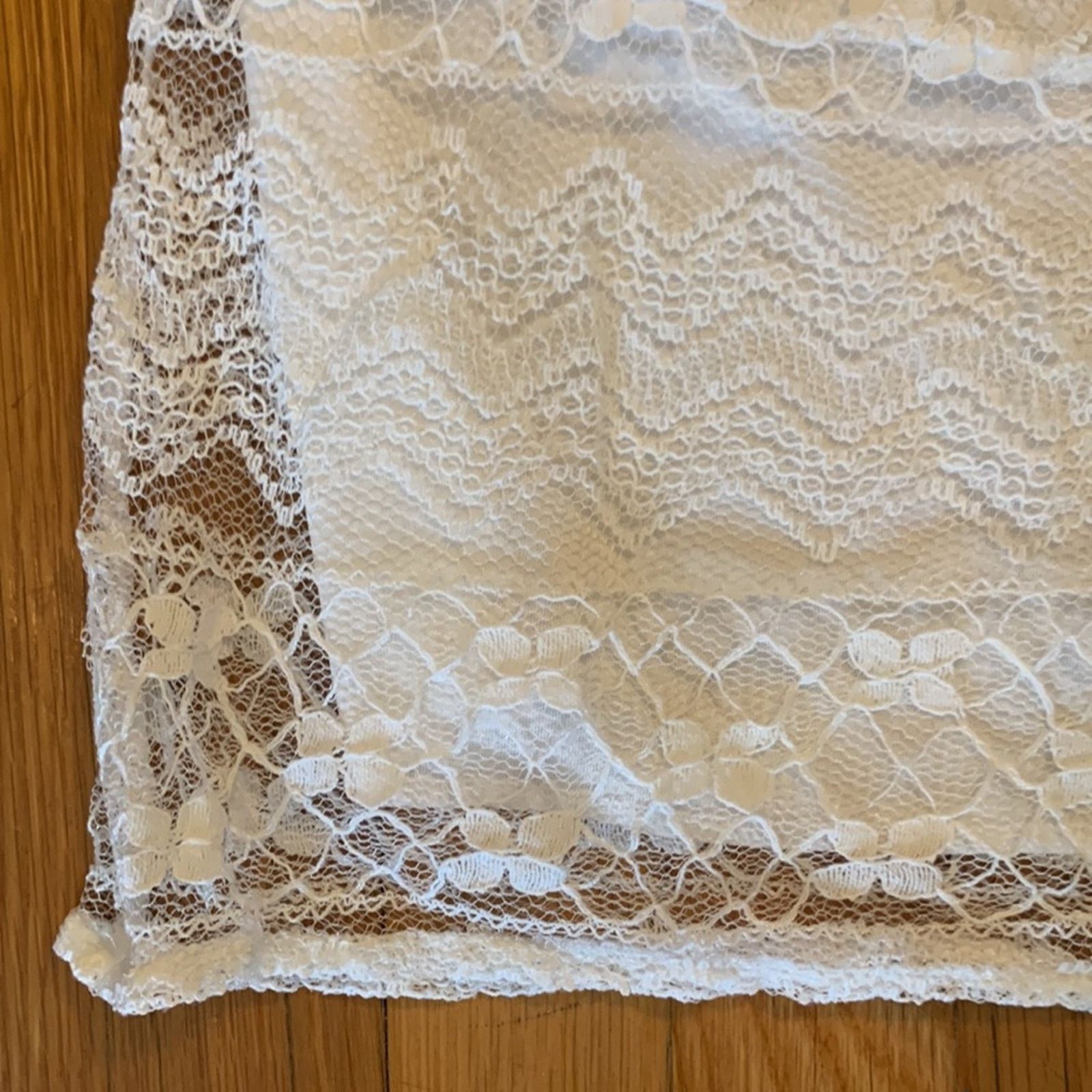 Vintage Favolook white minidress tunic with white lace overlay Size S / US 4 / IT 40 - 3 Thumbnail