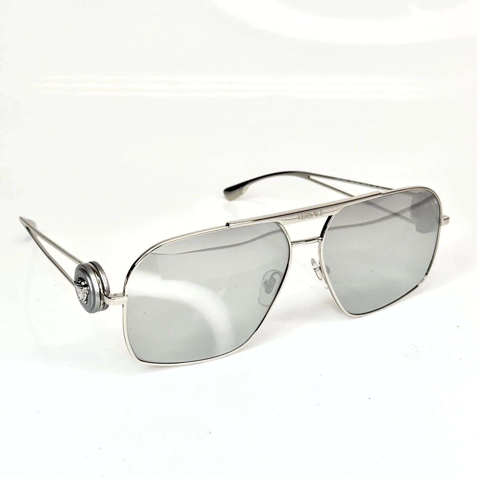 Versace VERSACE VE2269 2269 Medusa NAVIGATOR Silver Aviator Sunglass Size ONE SIZE - 5 Thumbnail