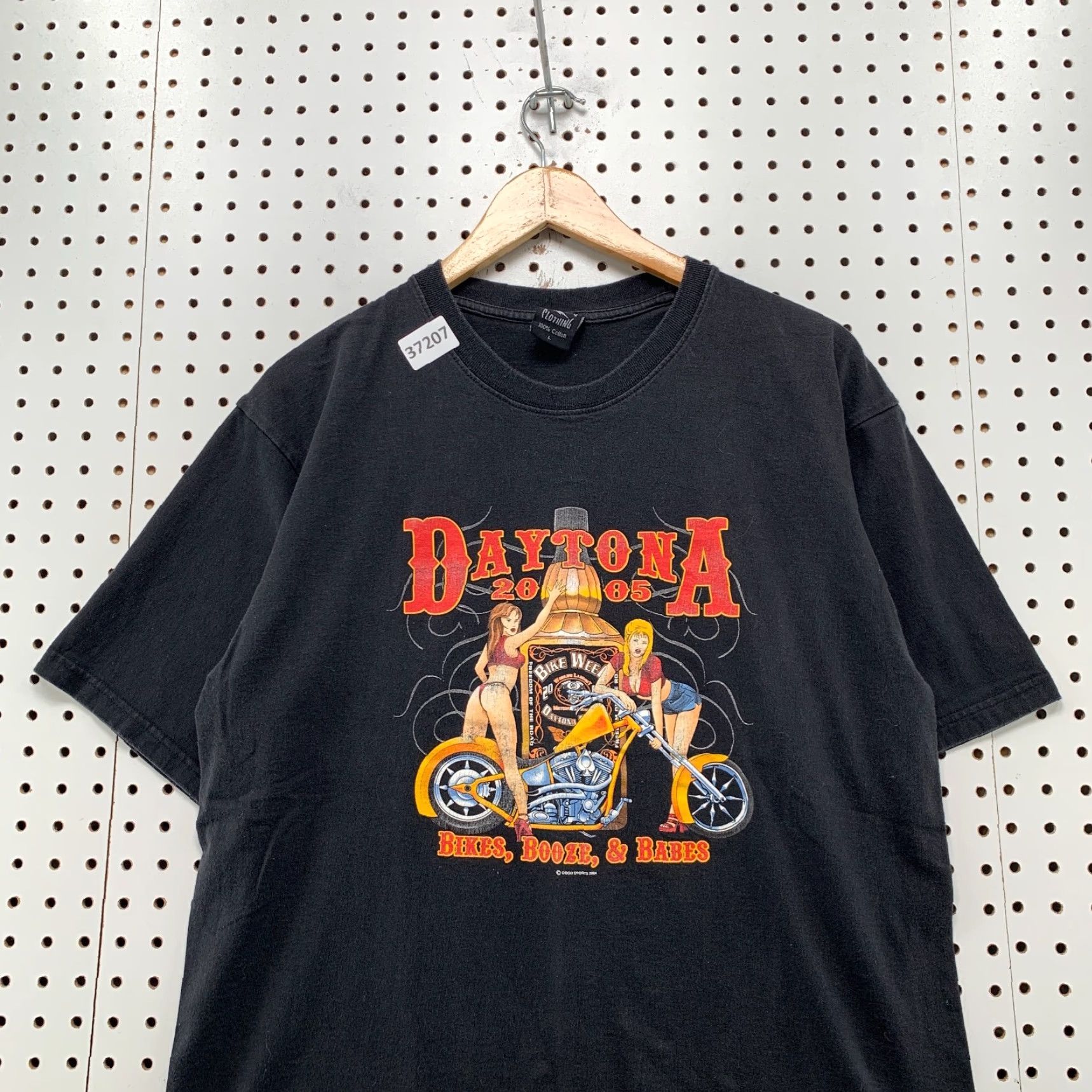 Vintage VTG Lighting Clothing Daytona Bike Booze Babe Shirt Mens Large Black Graphic Print 90s Motorcycle Mens L Size US L / EU 52-54 / 3 - 3 Thumbnail