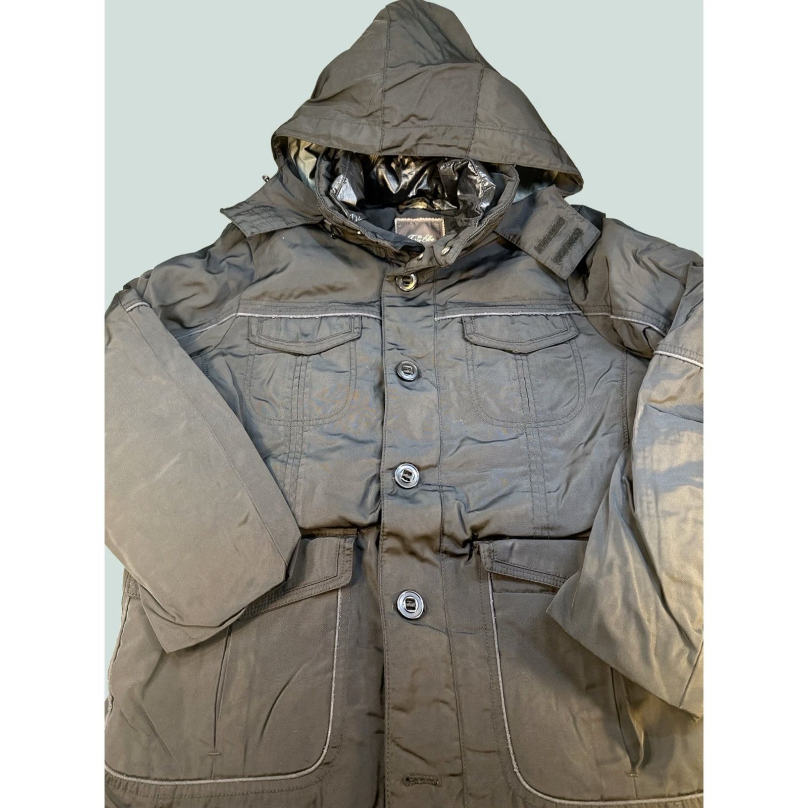 Tasso Elba Tasso Elba Mens Hooded Parka Jacket Insulated Button Front Gray Size S Size US S / EU 44-46 / 1 - 1 Thumbnail