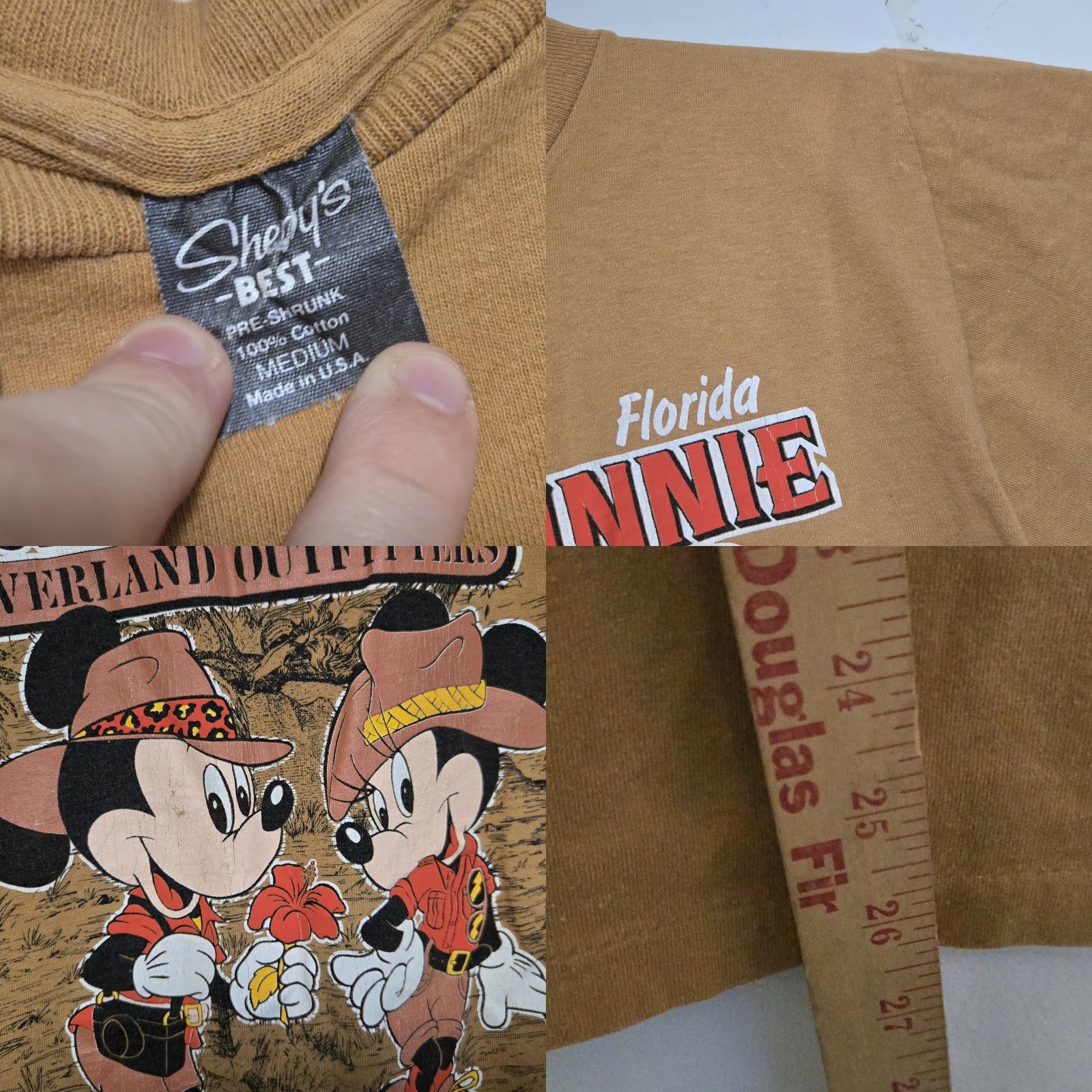 Vintage VINTAGE Mickey & Minnie Florida Overland Outfitters T Shirt Unisex Adults M Beige 90s 80s Disney Shirt Size US M / EU 48-50 / 2 - 8 Thumbnail