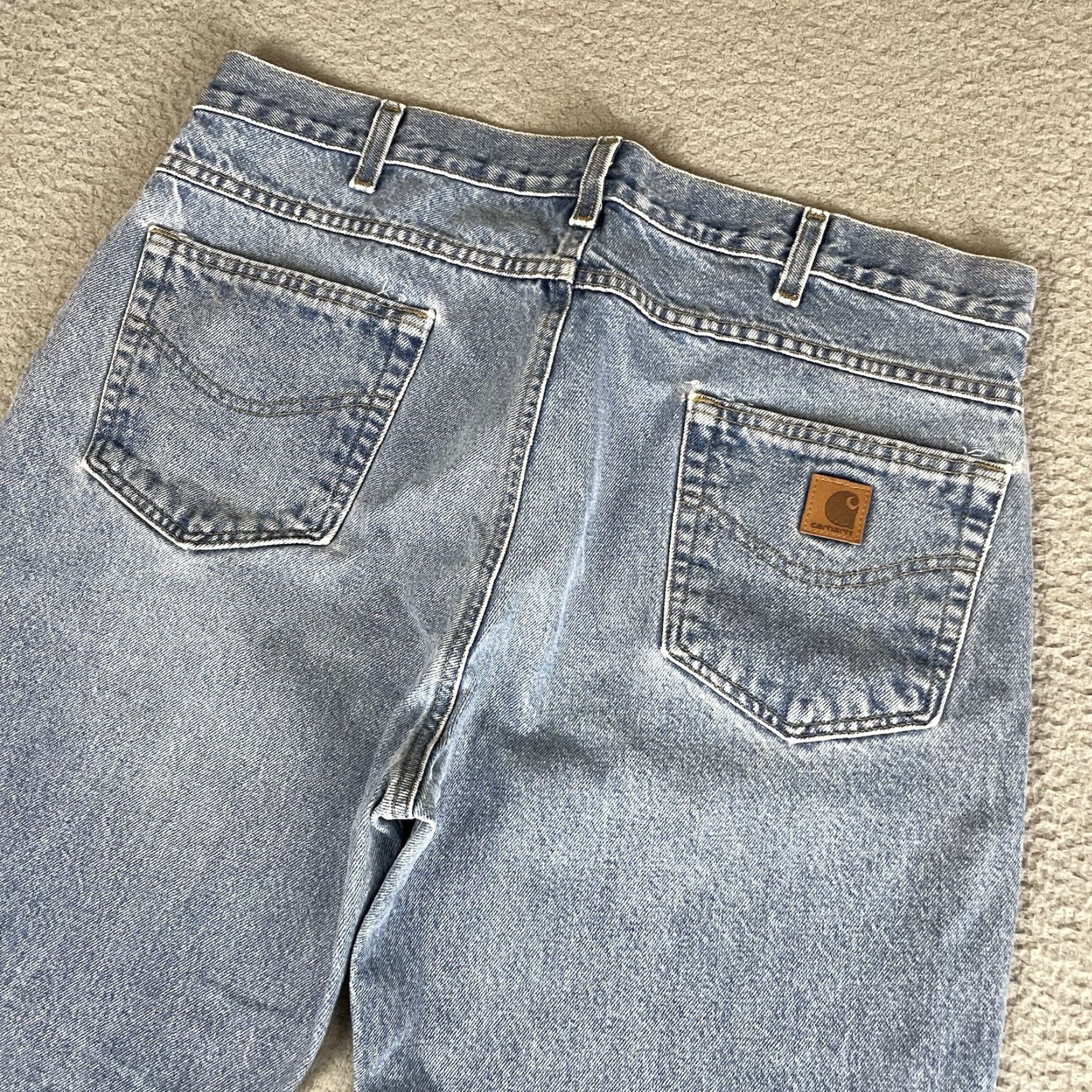 Carhartt Carhartt Jeans Mens 38x30 Blue Denim Relaxed Fit Workwear Chore Barn Light Wash Denim Jeans Size US 38 / EU 54 - 2 Thumbnail
