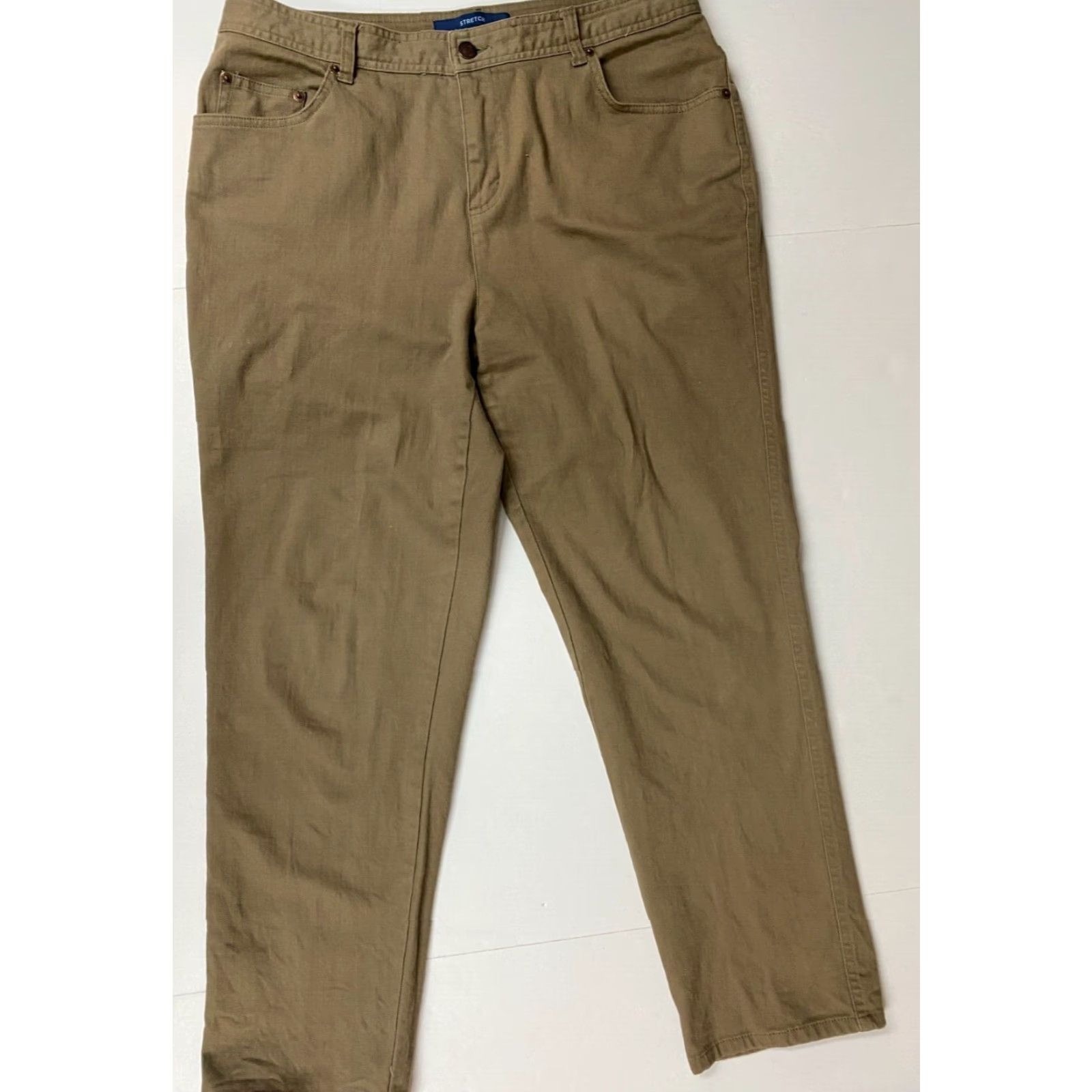 Bill Blass Bill Blass Womens Chino Pants 14P Brown Straight Stretch Size 36" / US 14 / IT 50 - 6 Thumbnail