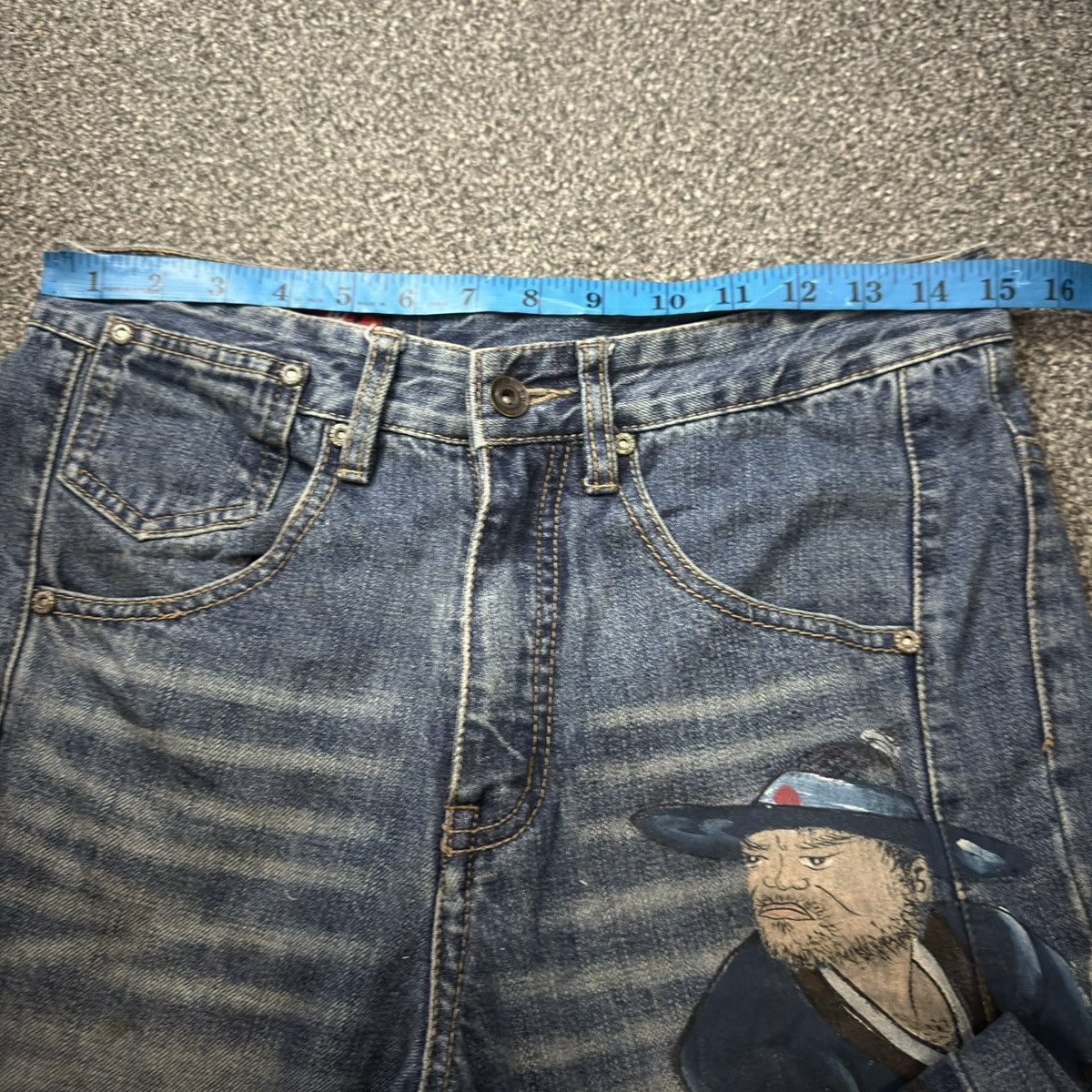 Japanese Brand 🔥🇯🇵 Vintage y2k Hand Printed Ronin Bj Jeans Karakuri Size US 30 / EU 46 - 17 Thumbnail
