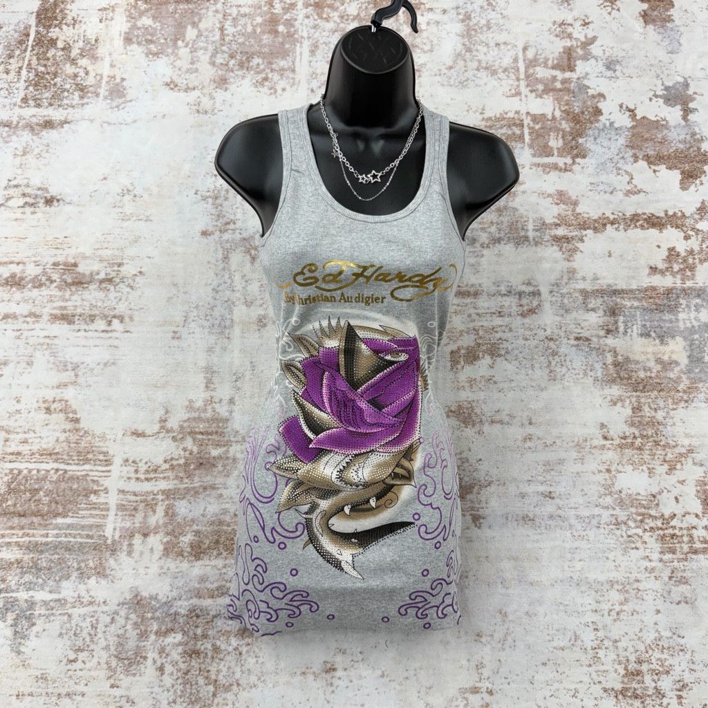 Ed Hardy Vintage ED Y2K Ribbed Tank Dress Bodycon Size XL Size XL / US 12-14 / IT 48-50 - 1 Thumbnail
