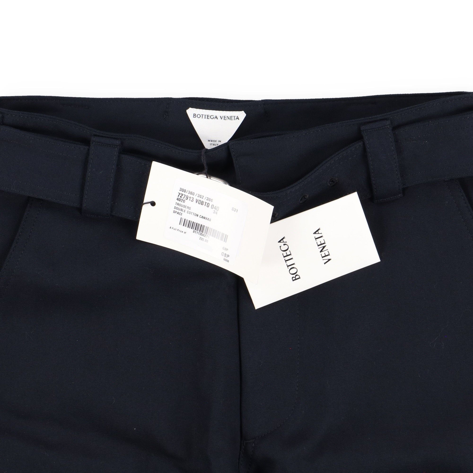 Bottega Veneta Navy Blue Belted Barrel-Leg Trousers Size 24" / US 00 / IT 34 - 5 Thumbnail