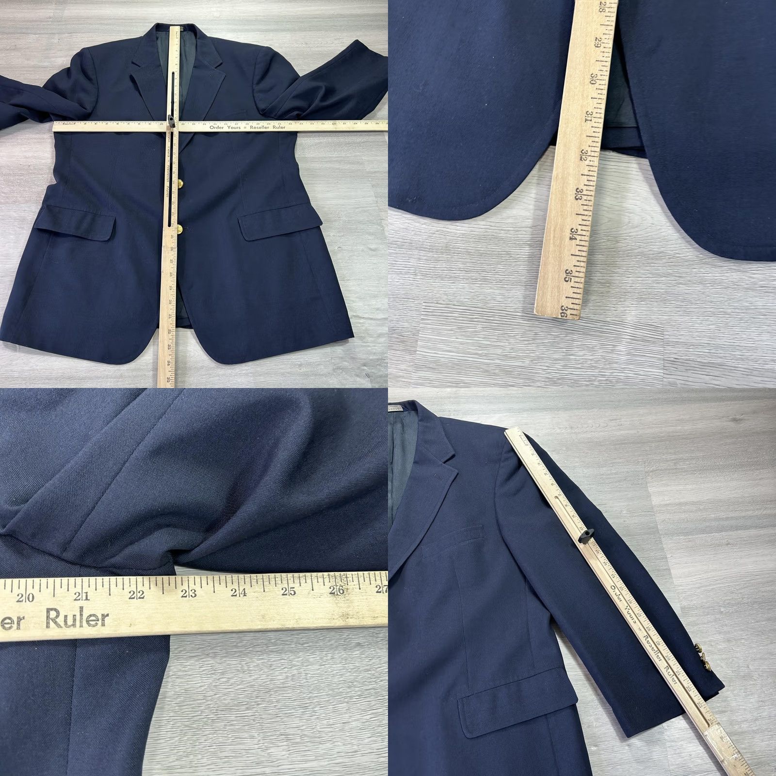 Brooks Brooks 346 Blazer Mens 44 Navy 100% Worsted Wool Sport Coat Jacket Gold Buttons Size 44R - 8 Thumbnail